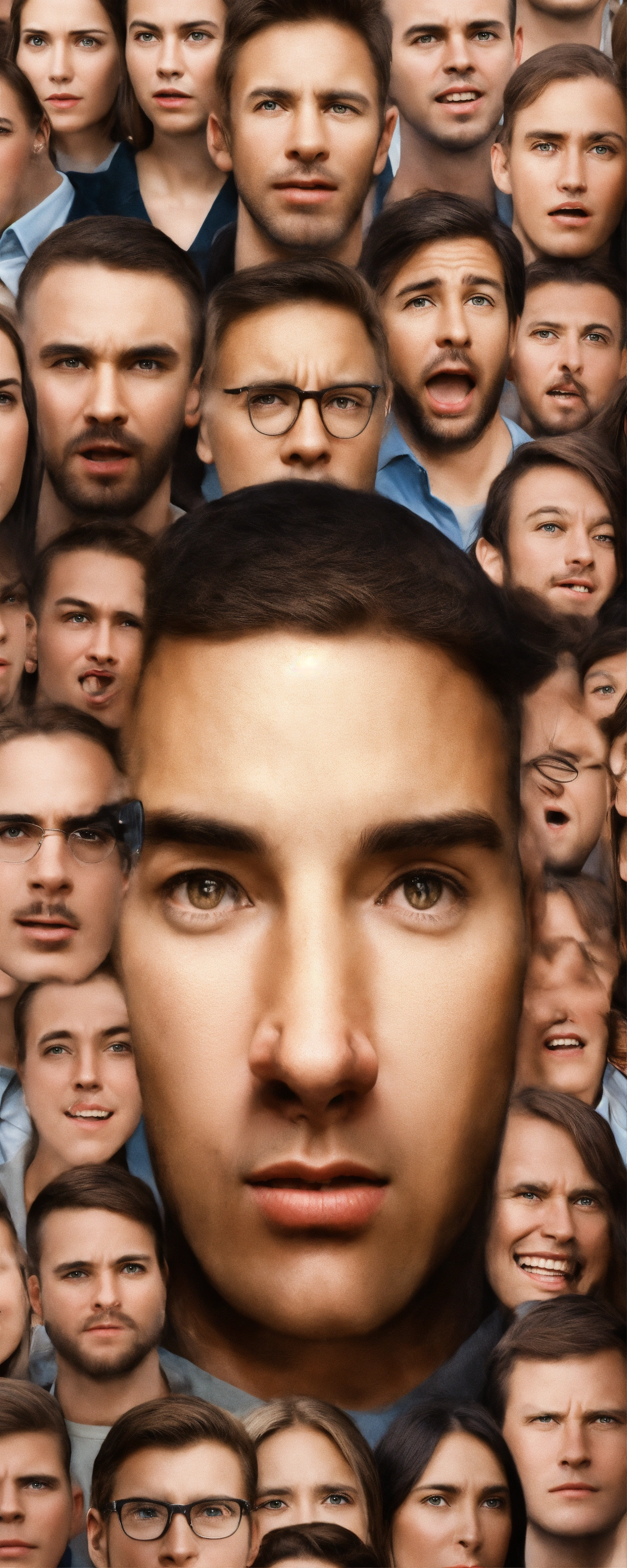 Lexica Large crowd of faces mixed emotions front on photo realistic