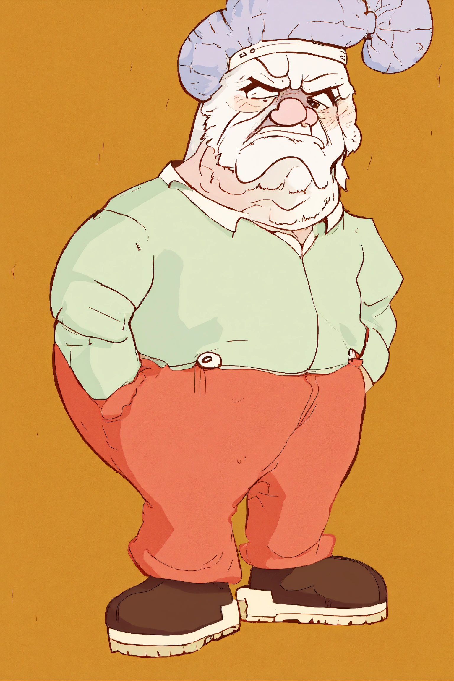 Lexica - Detailed cartoon, grumpy face.
