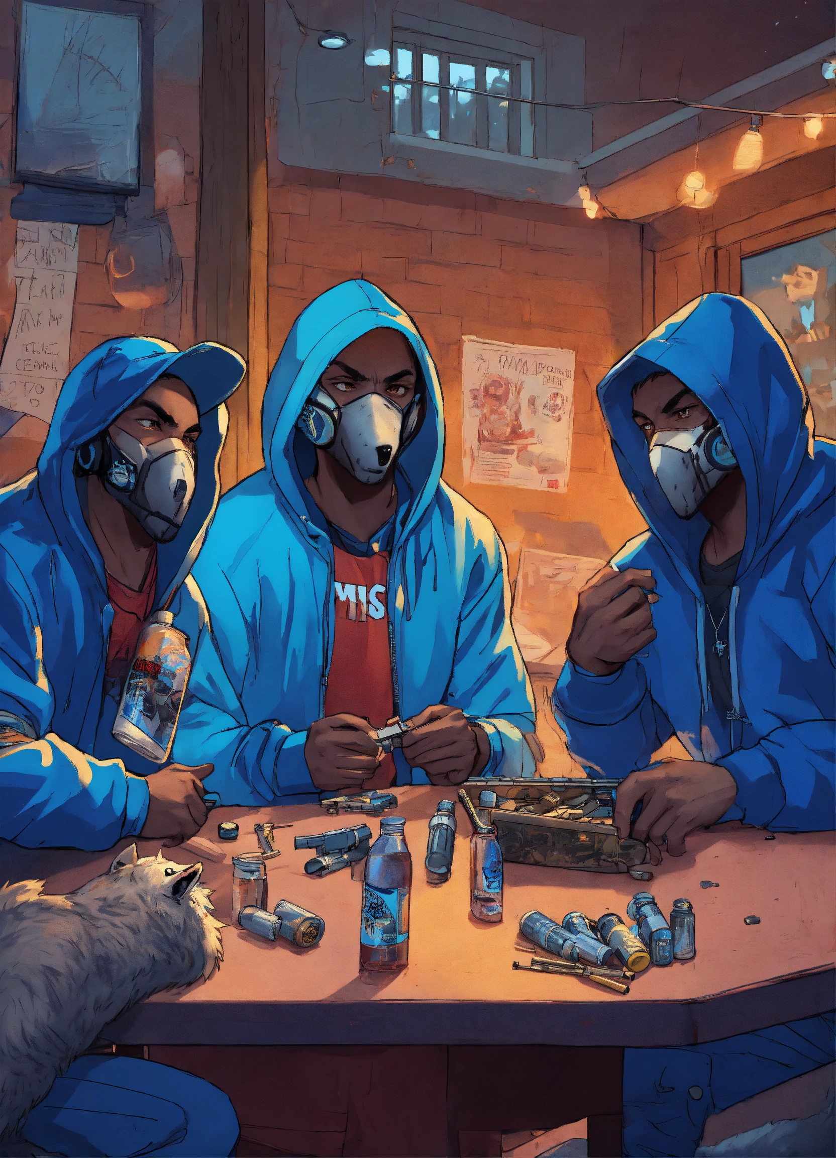Lexica - Werewolves, in hoodies and baseball caps with the words FANG ...