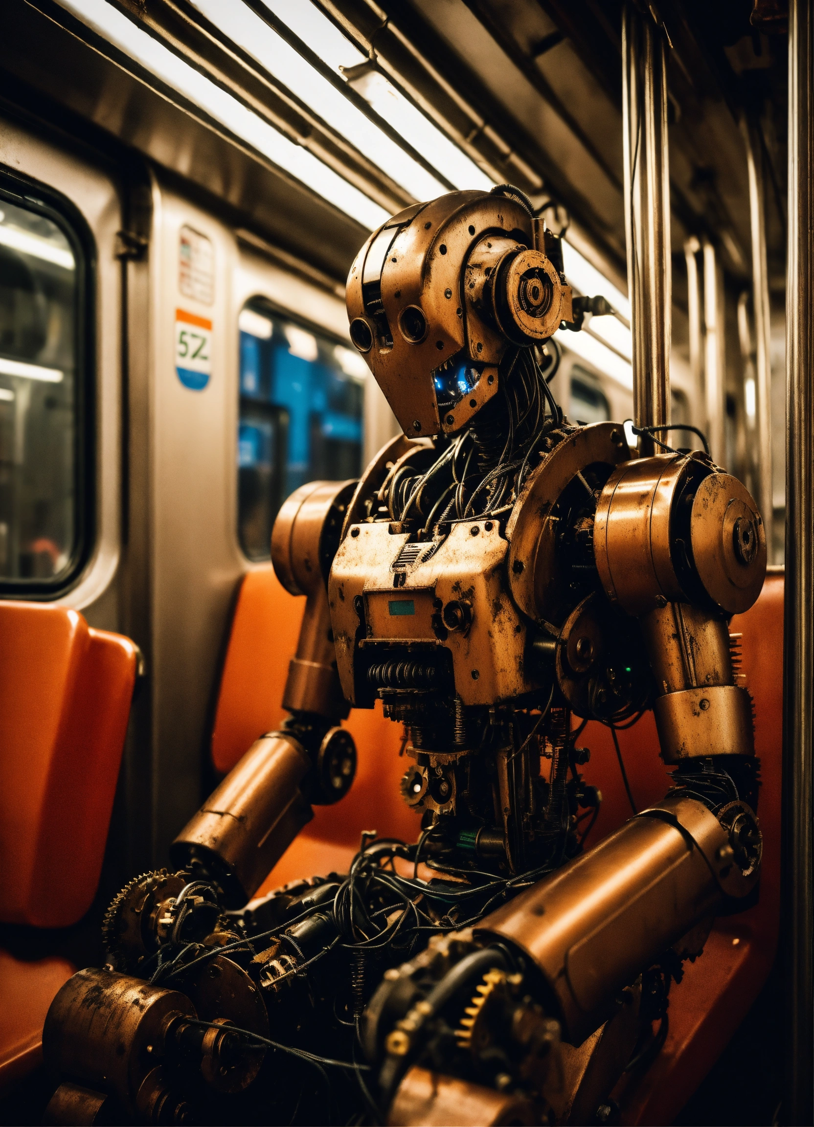 Lexica - Dark aesthetic, sad mechanical robot (gears and wires, rusty ...