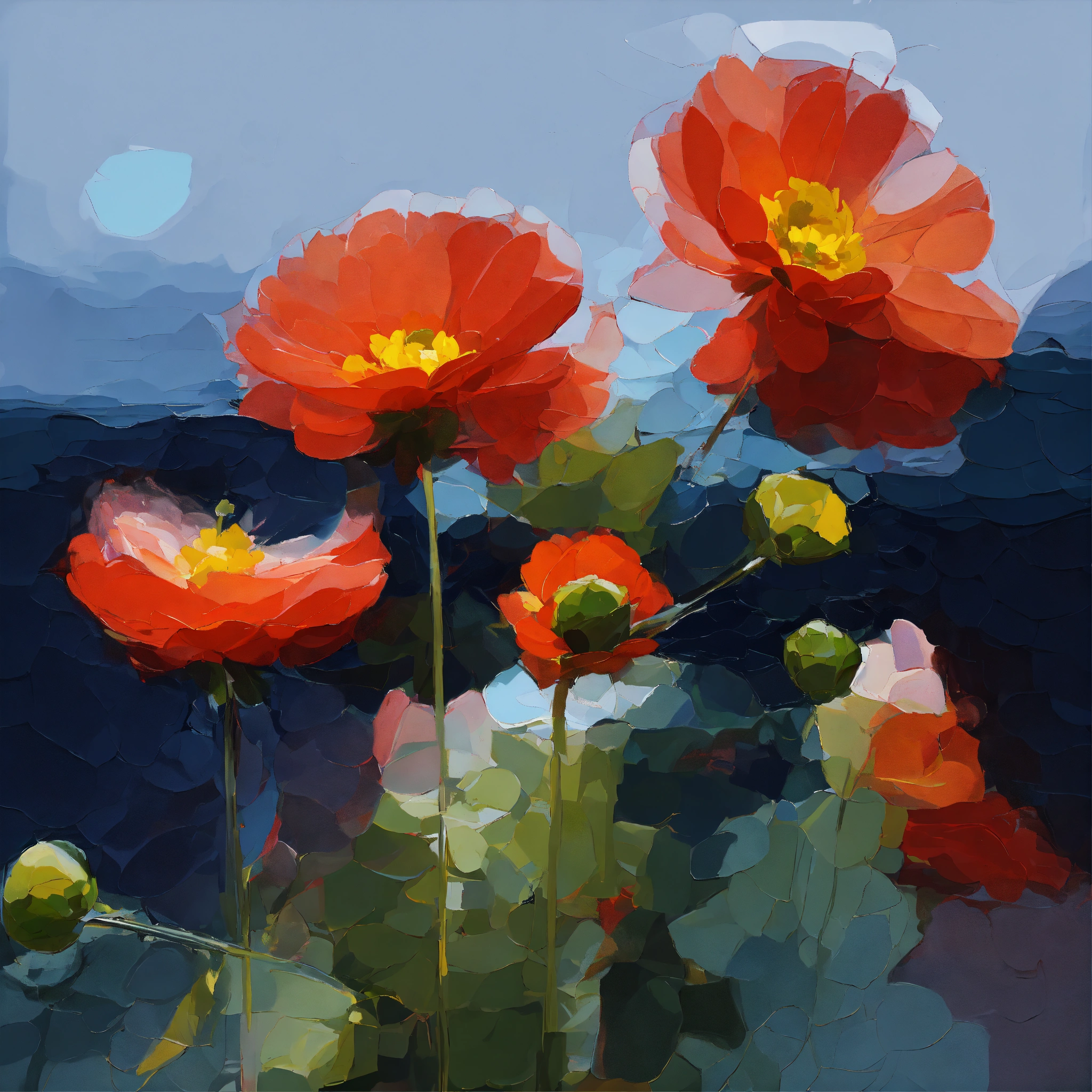 Lexica - Flower, oil painting, transparent, in style, generative art ...