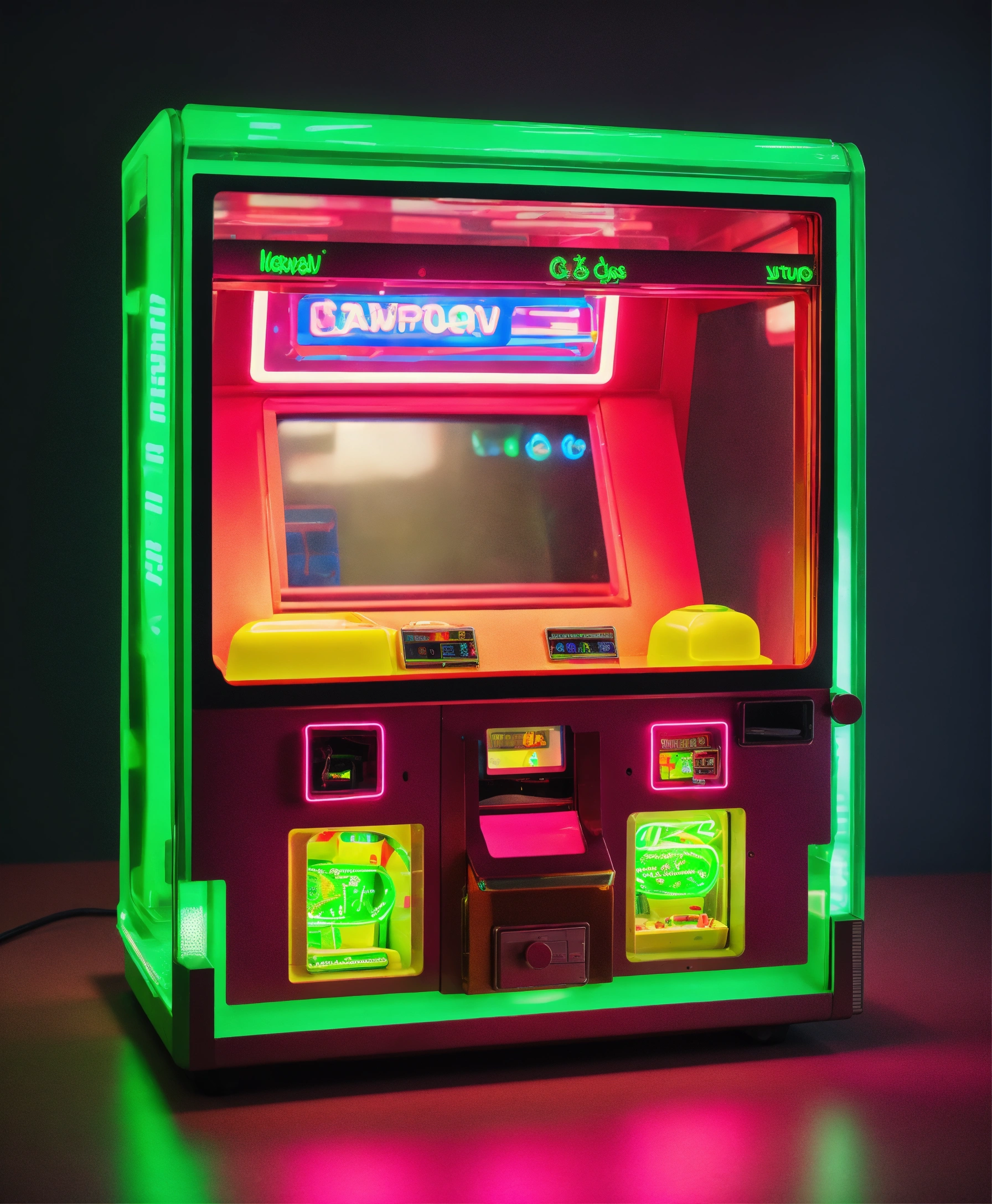 Lexica - Claw machine grabbing a retro futuristic very simple device ...