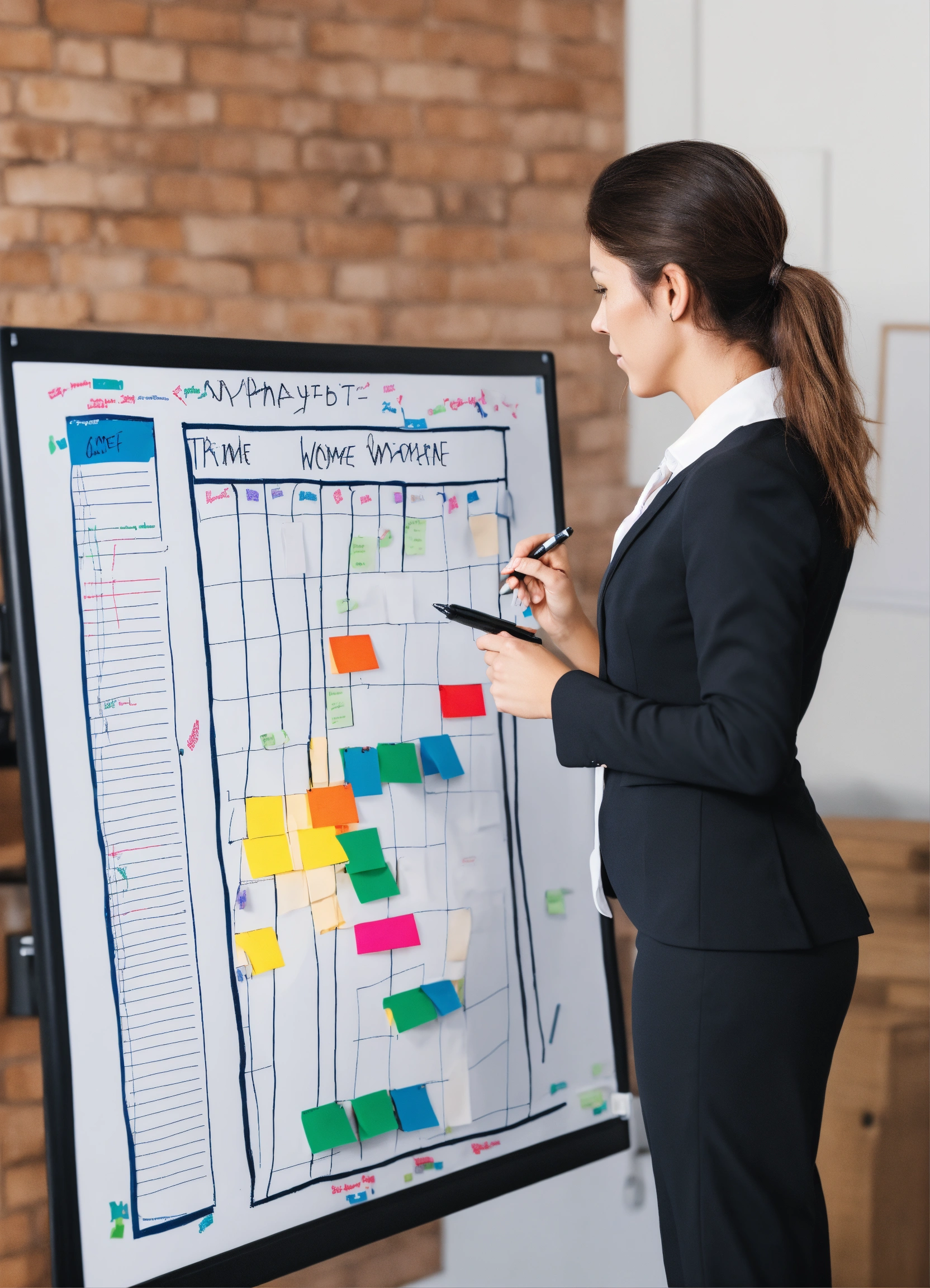 Lexica - Project manager woman dressed for business working around a ...