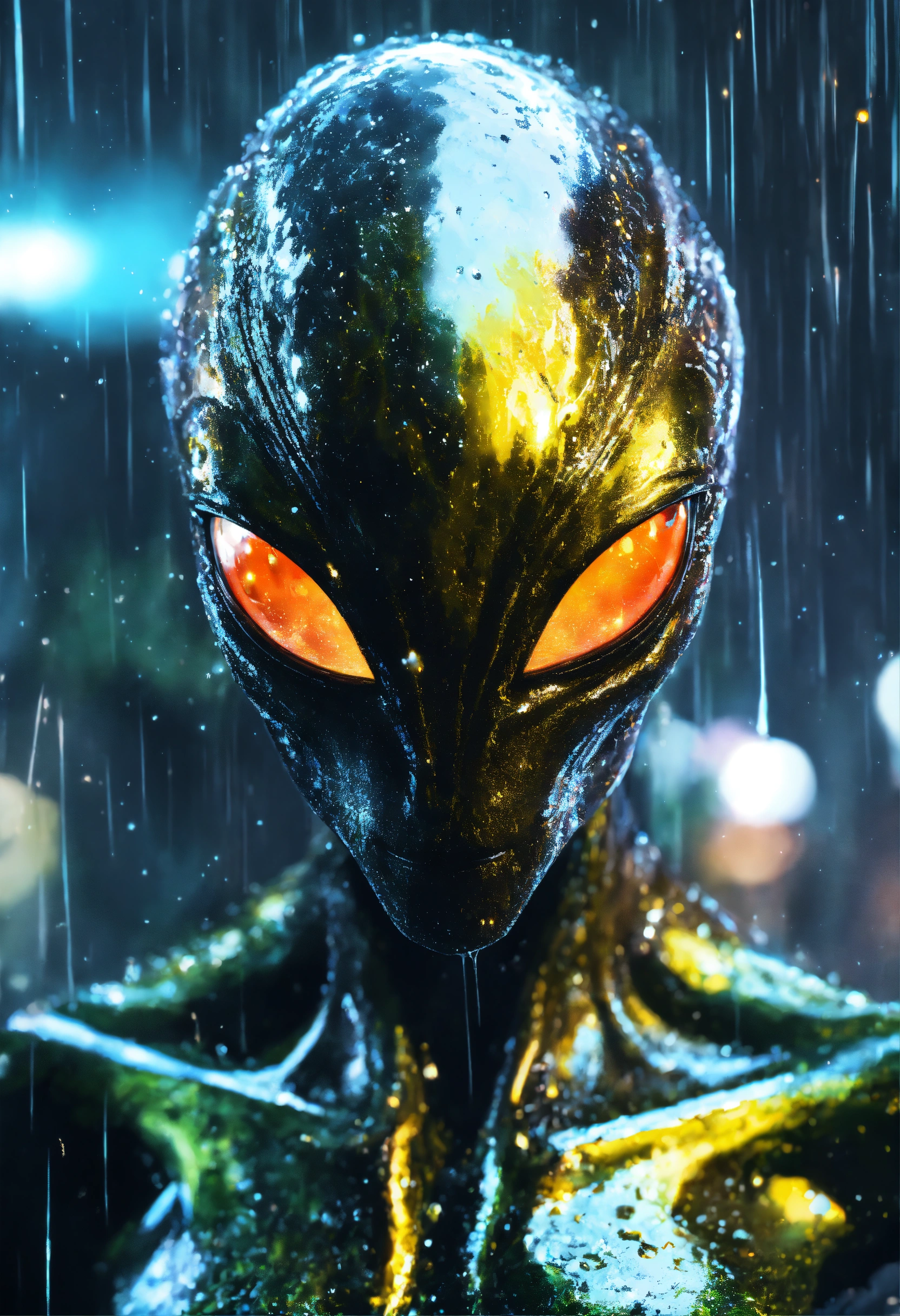 Lexica - An menacing alien with glowing eyes filled with swirling ...