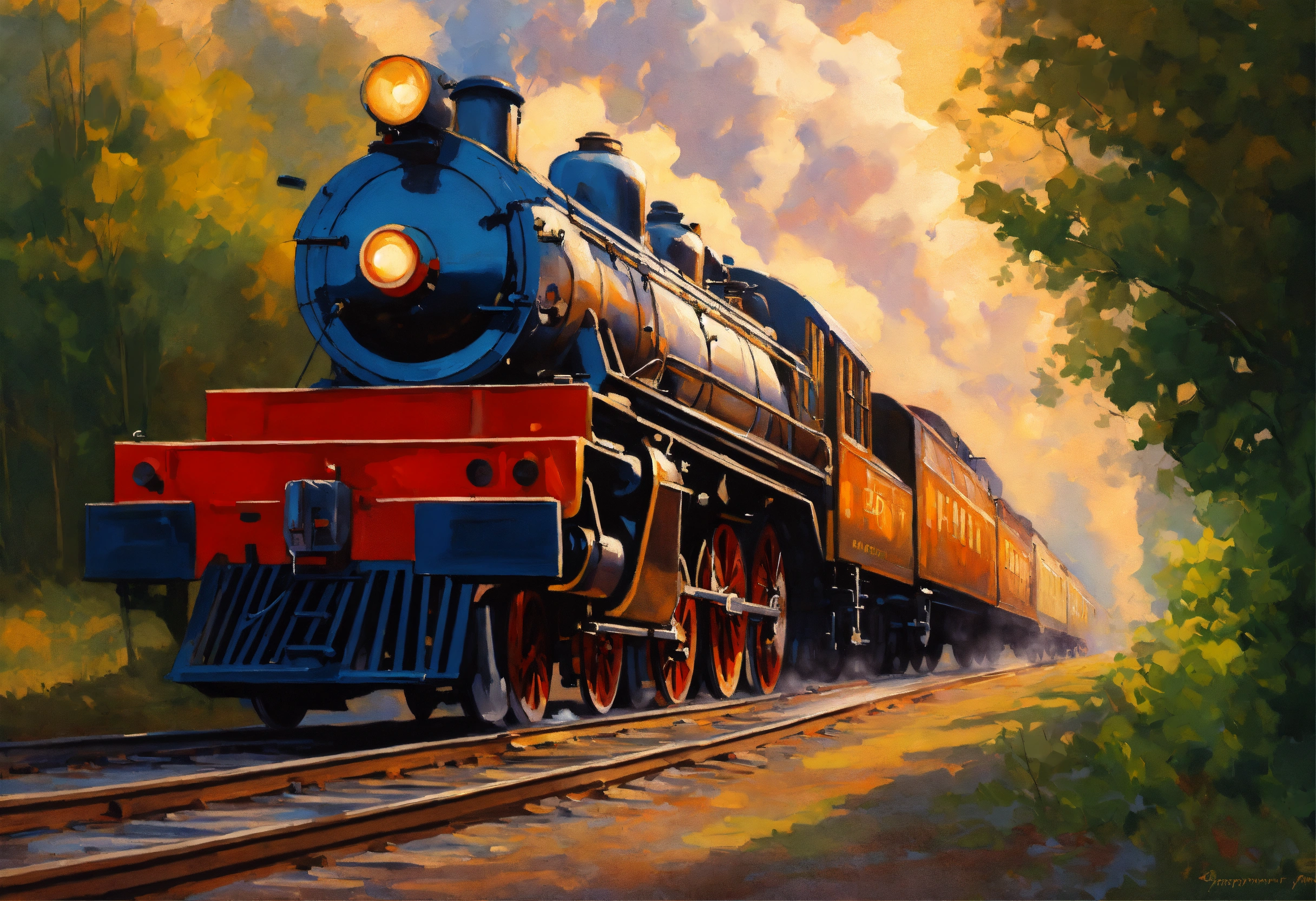 Lexica - Create a painting of an american steam locomotive big boy ...