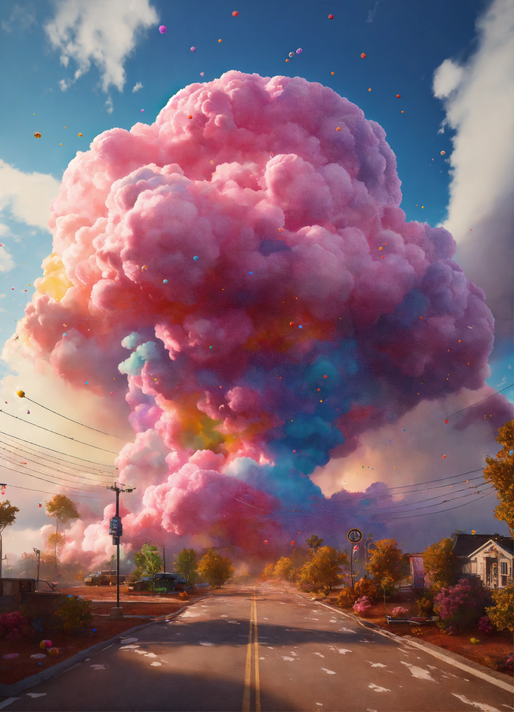 Lexica - A nuclear explosion , made out of cotton colors candy clouds ...