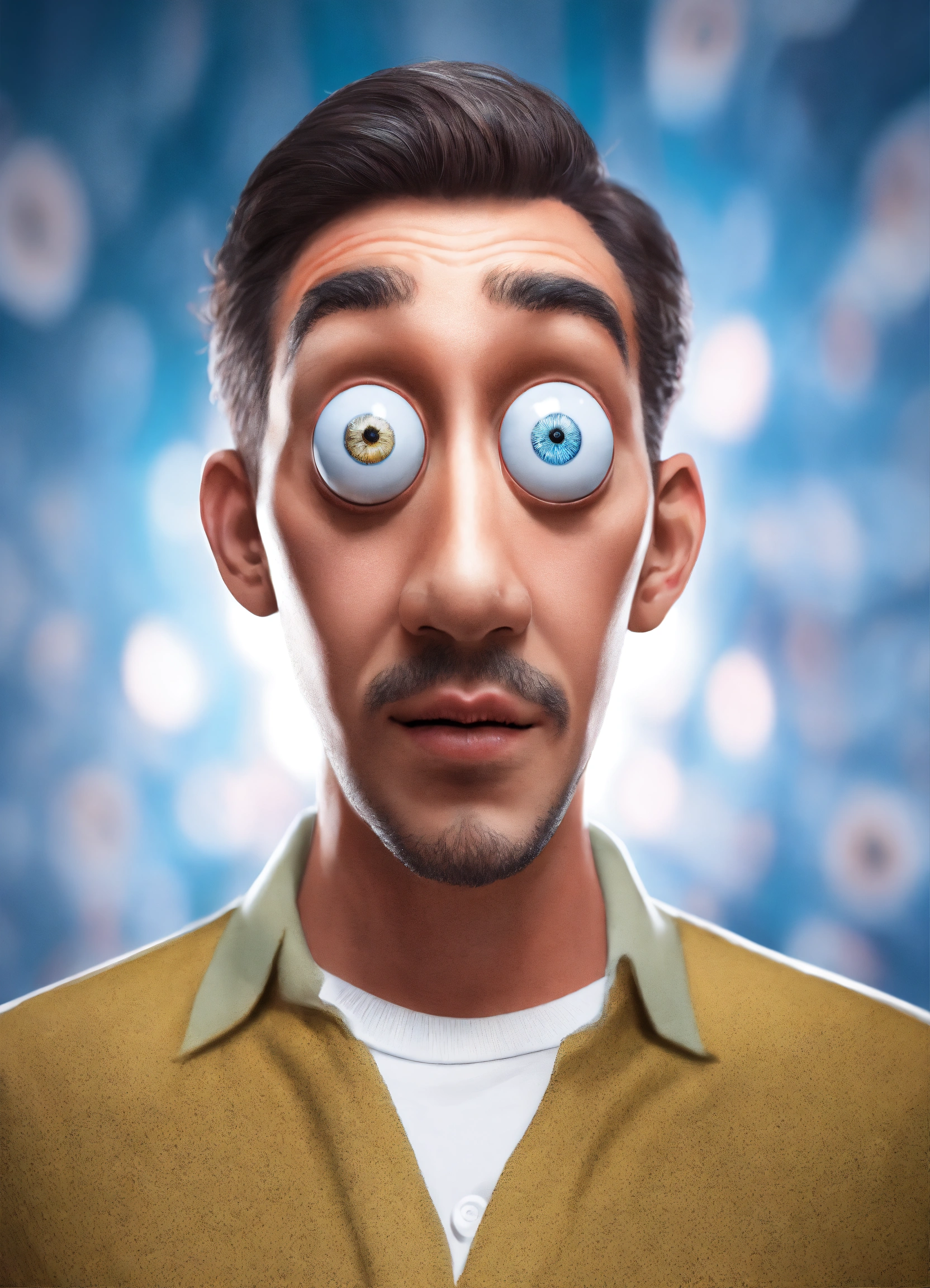 Lexica Hypnotized man starring, with large cartoon spinning eyes
