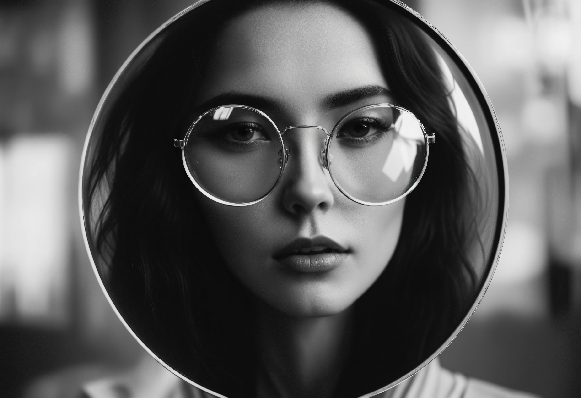 Lexica - Art Women glasses, clear looking through a transparent glass ...