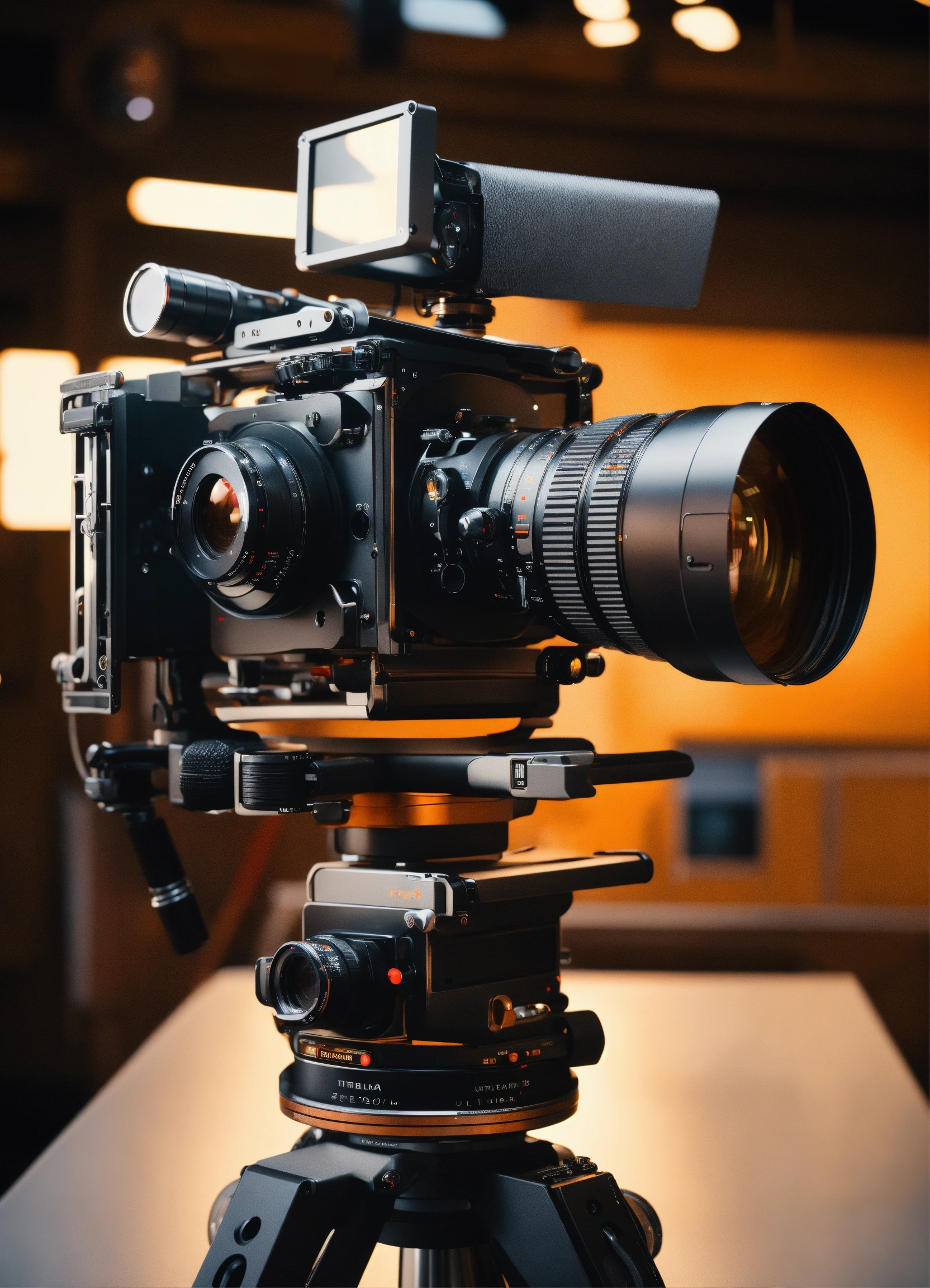 Lexica A Futuristic retro digital cinema camera made of titanium on a