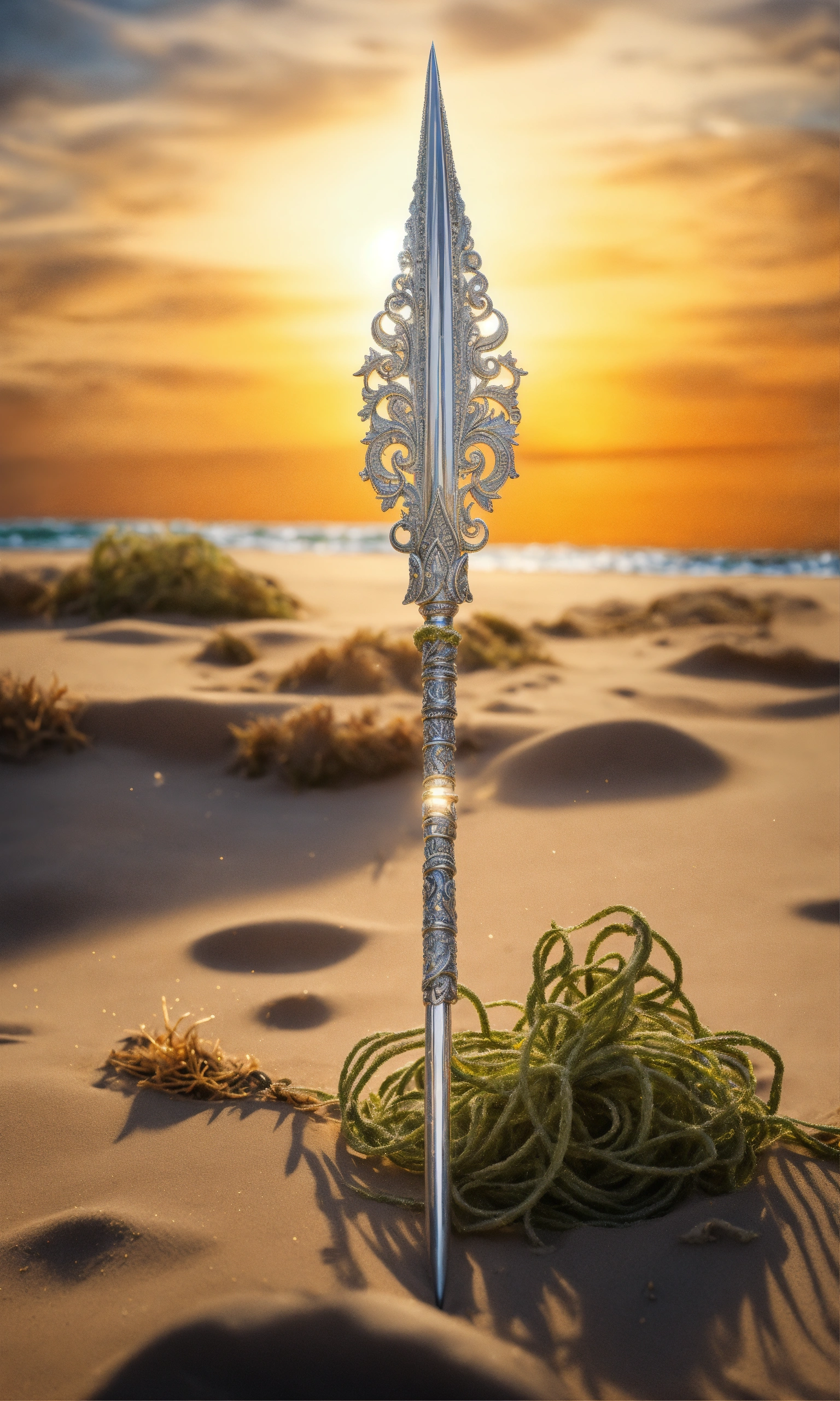 Lexica - 8k, picture of a narrow and delicate toothed spear with sharp ...