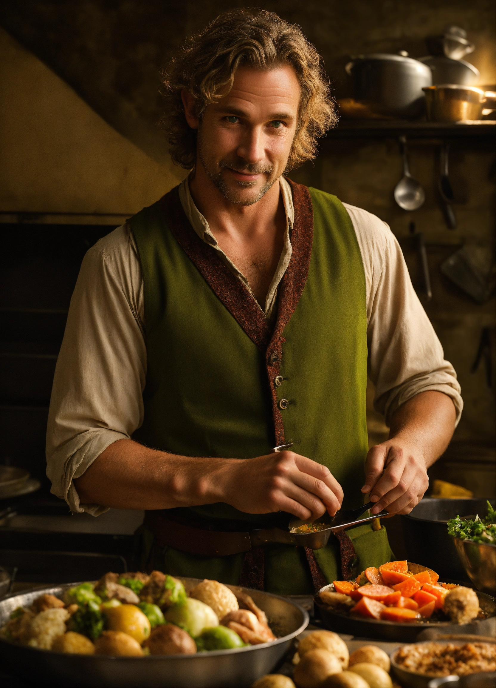Lexica - A photographic full body image of a thin and wiry male hobbit ...