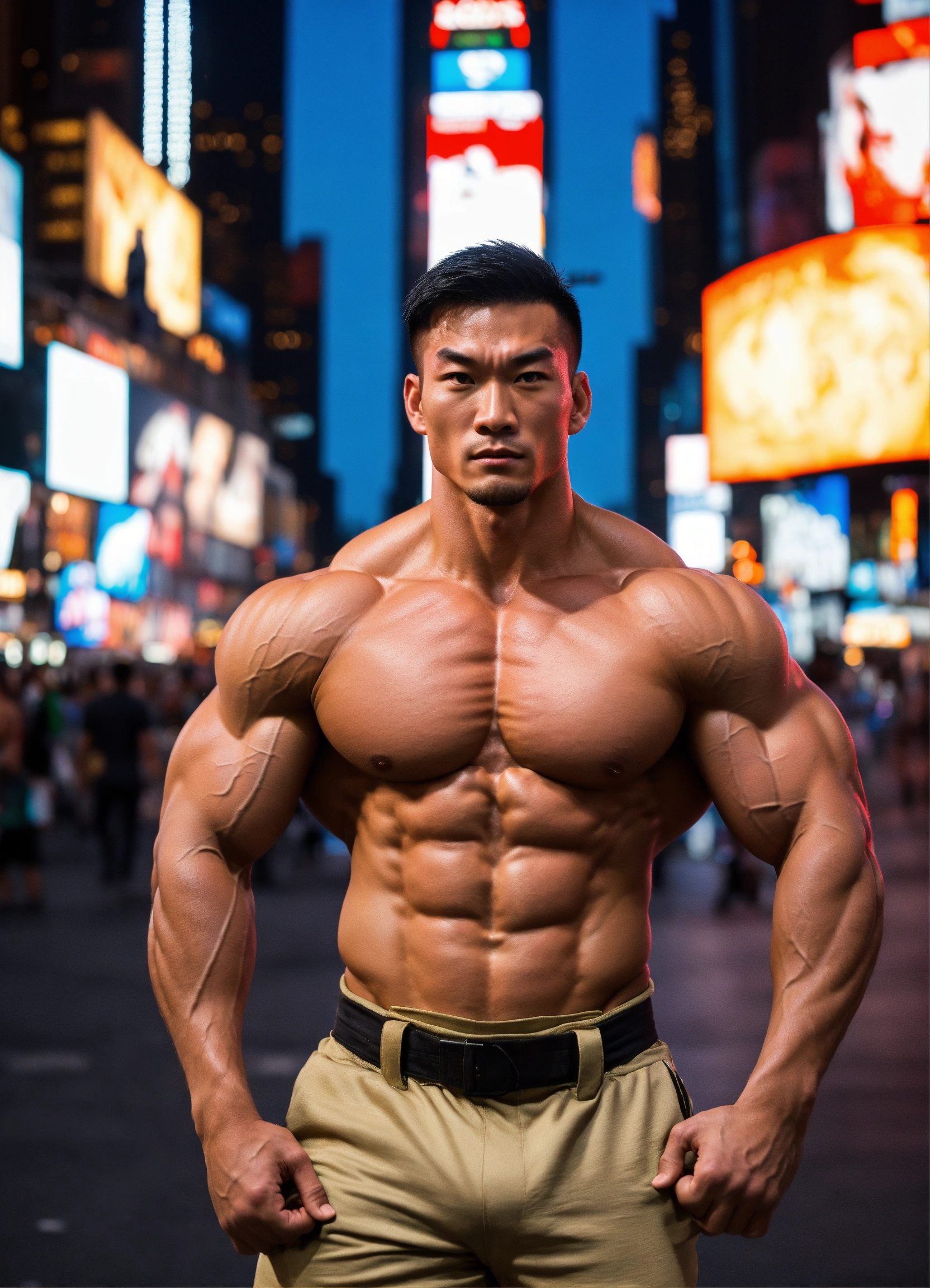 Lexica - 30-year-old man with big muscles, Fei Long from Street Fighter ...