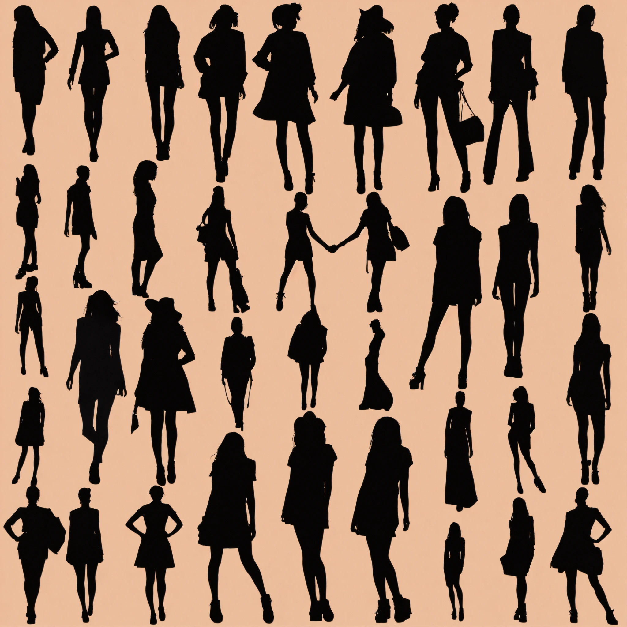 Lexica - 8 random female silhouettes, holding hands