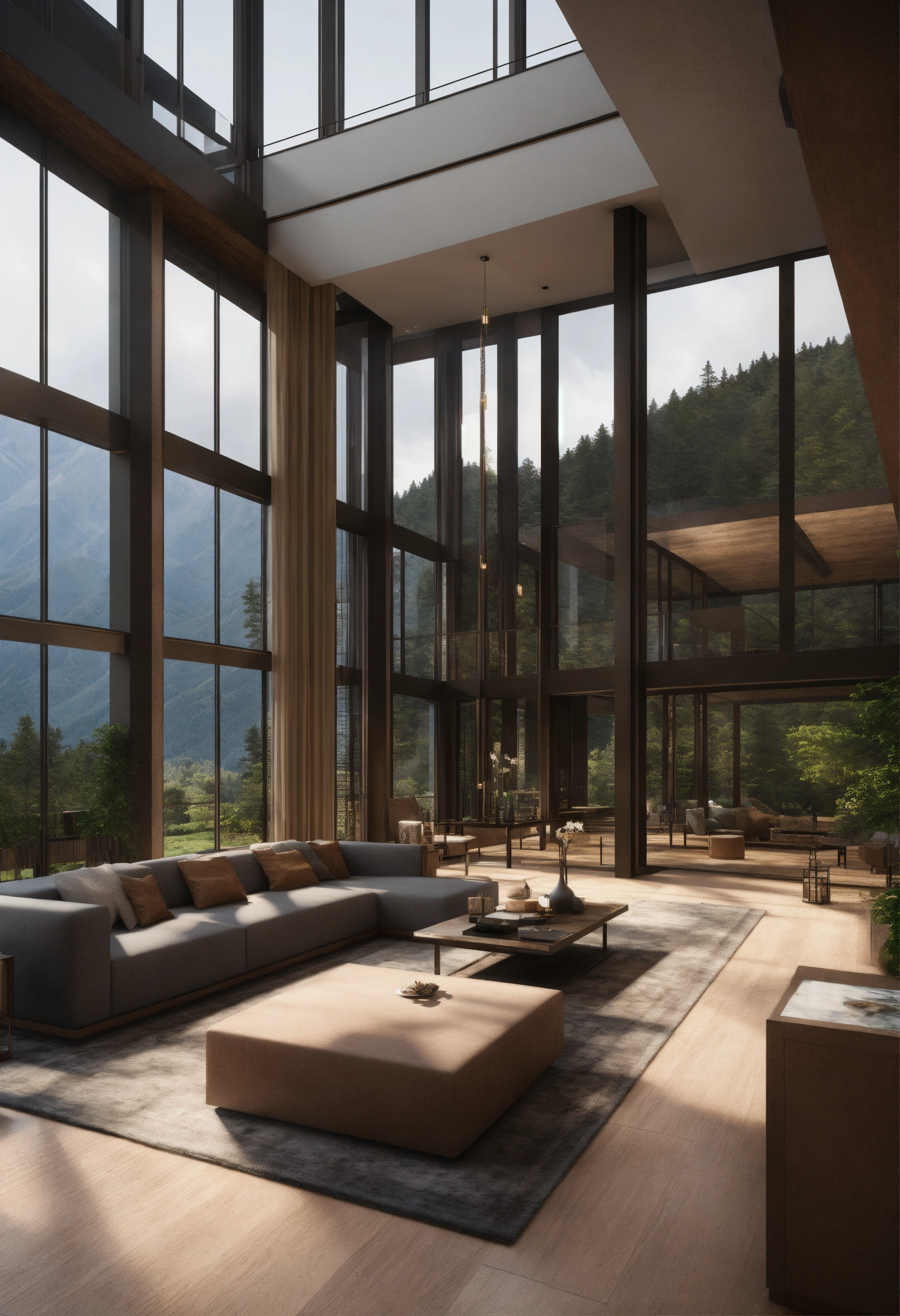 Lexica - Concept art of interior design of mountain ranges mansion ...