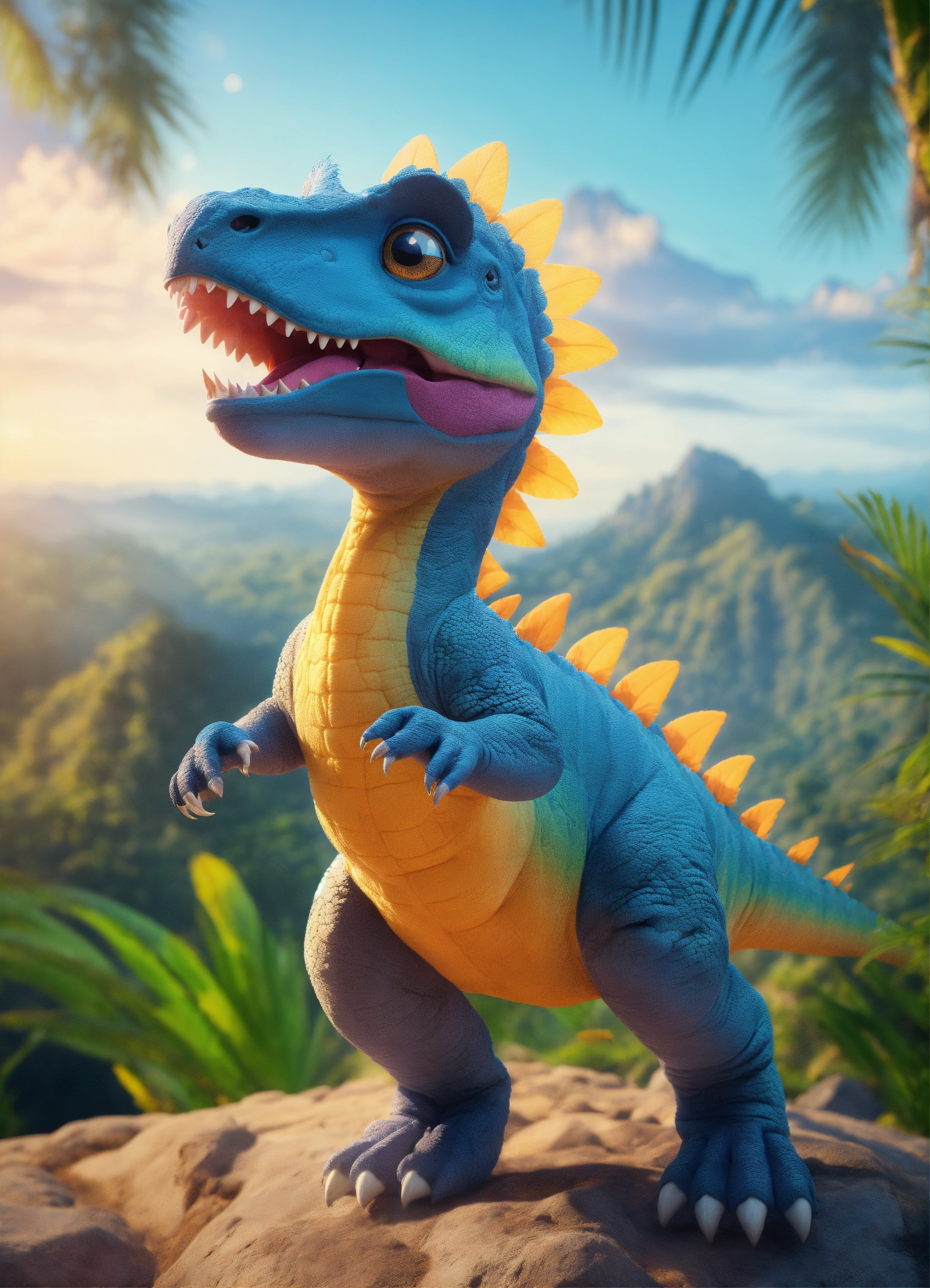 Lexica - An adorable and fluffy baby t-res dinosaur with big color eyes ...