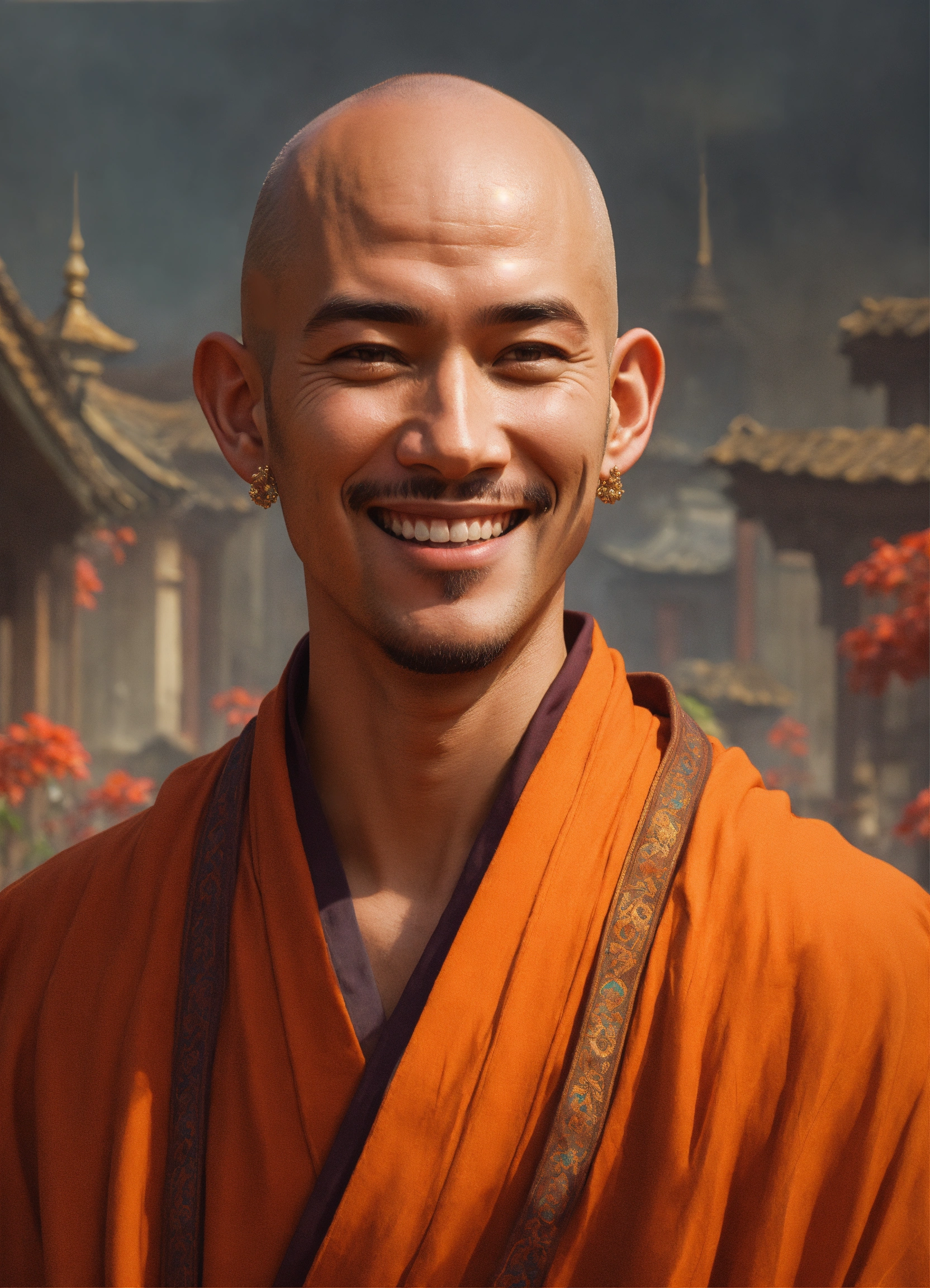 Lexica Detailed male kender with bald head and top knot on head