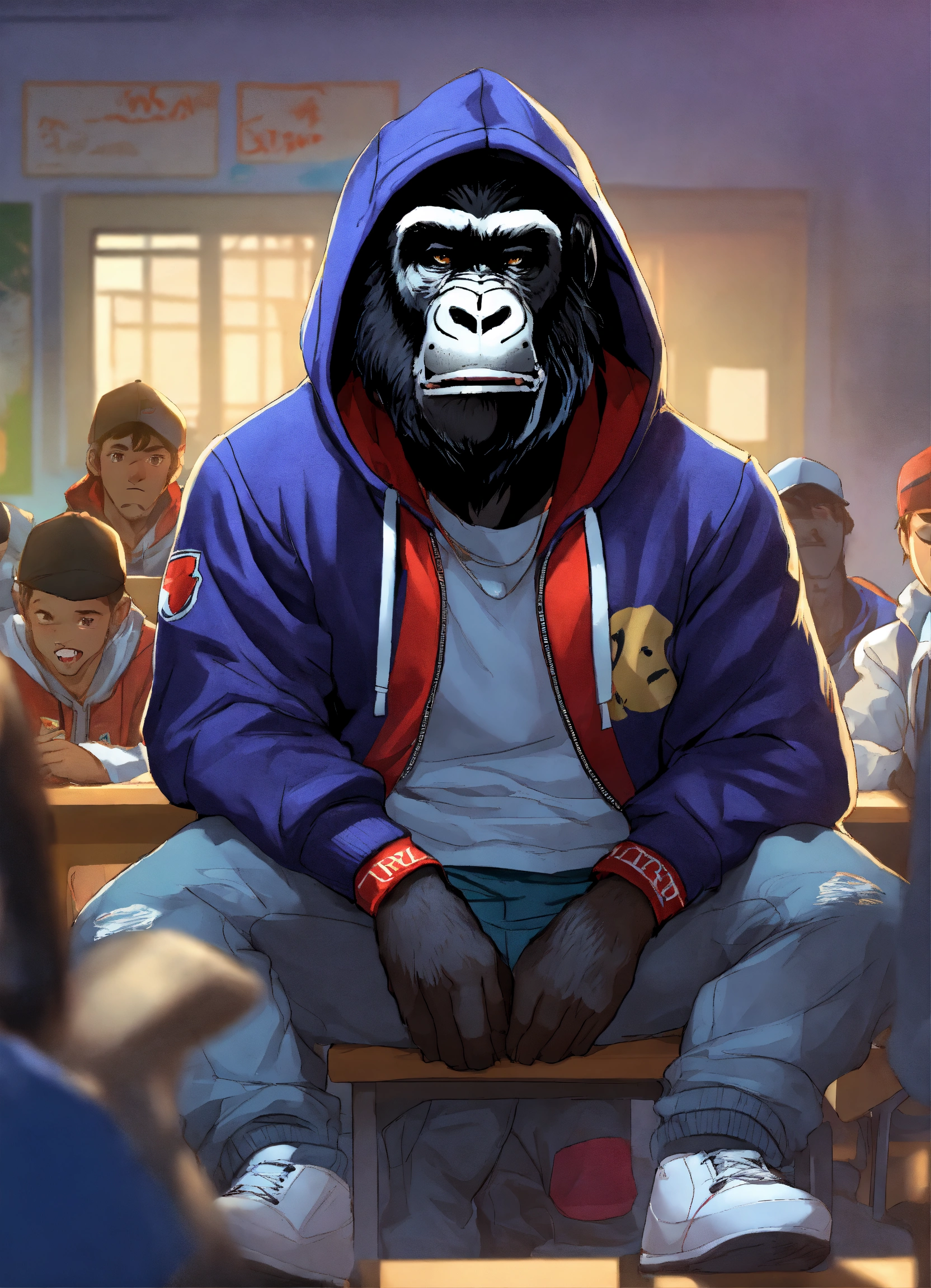 Lexica - ,Young werewolf, young gorilla wearing hoodies and baseball ...