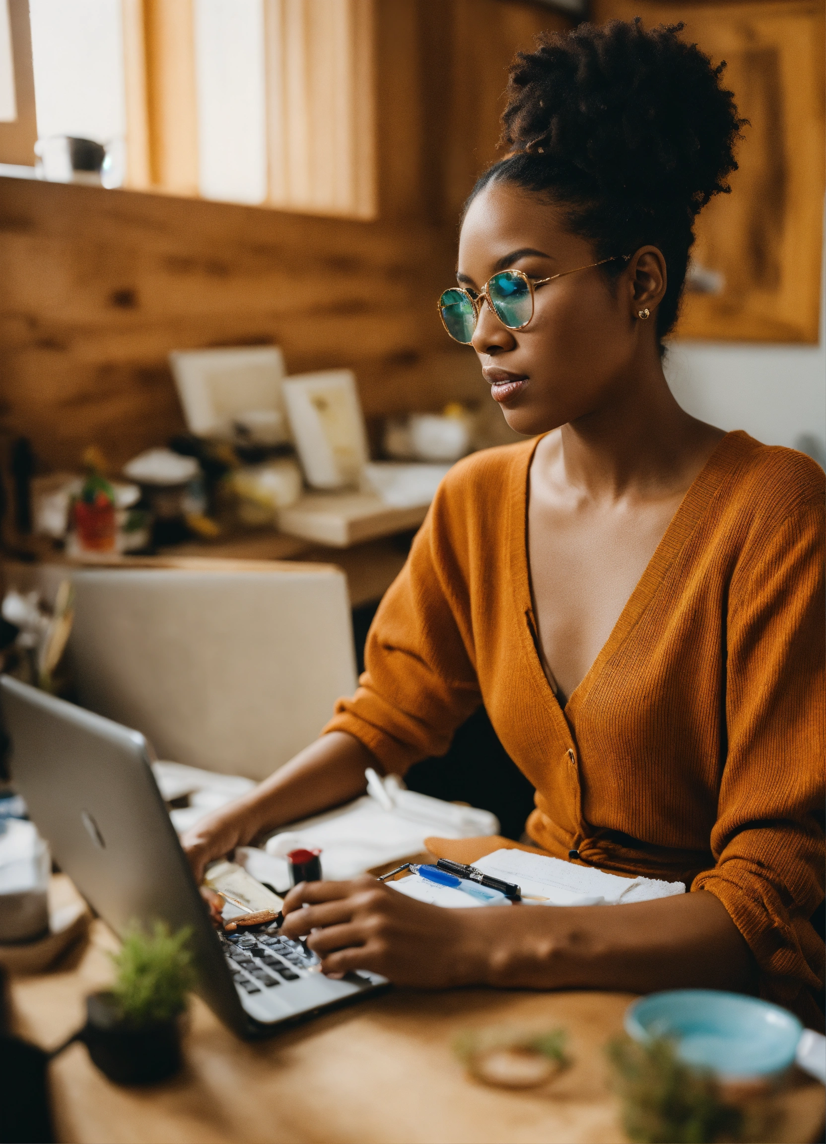 Lexica - Woman of color multitasking