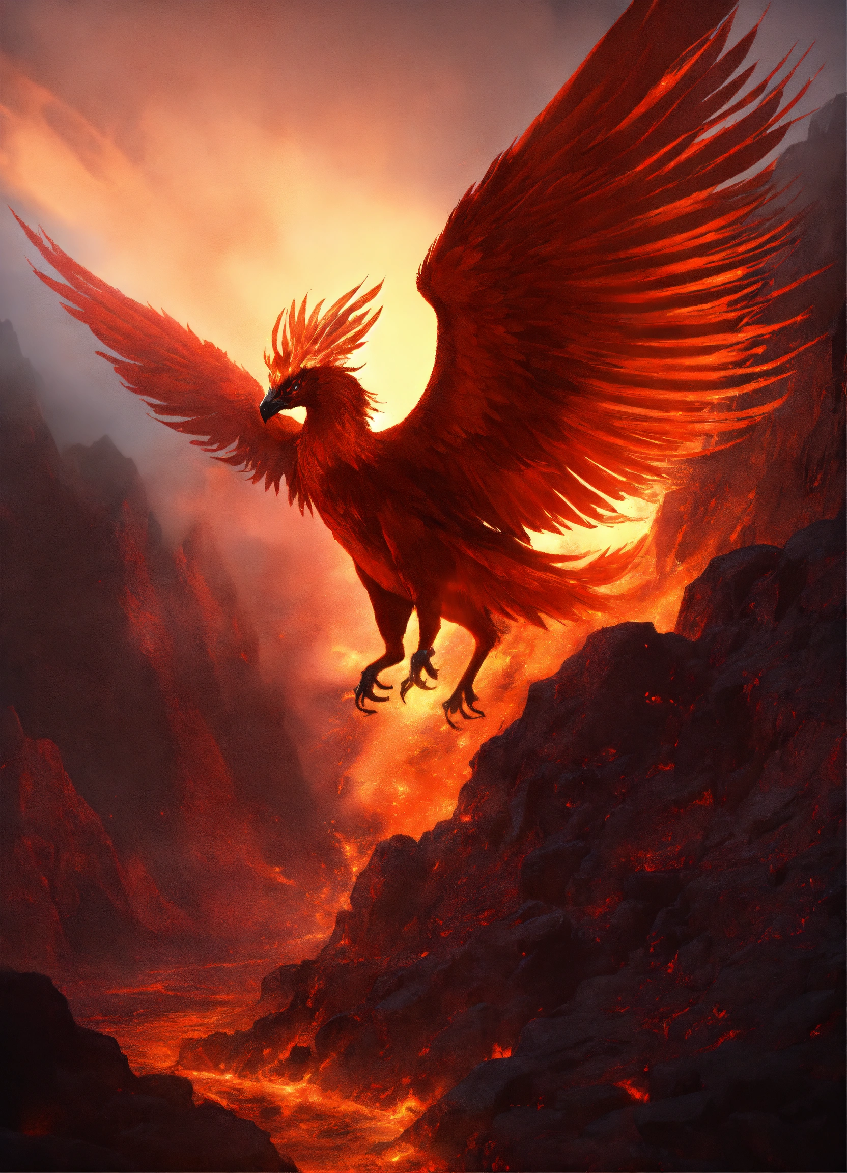 Lexica - Phoenix learning how to revive inside a vulcano. Three ...