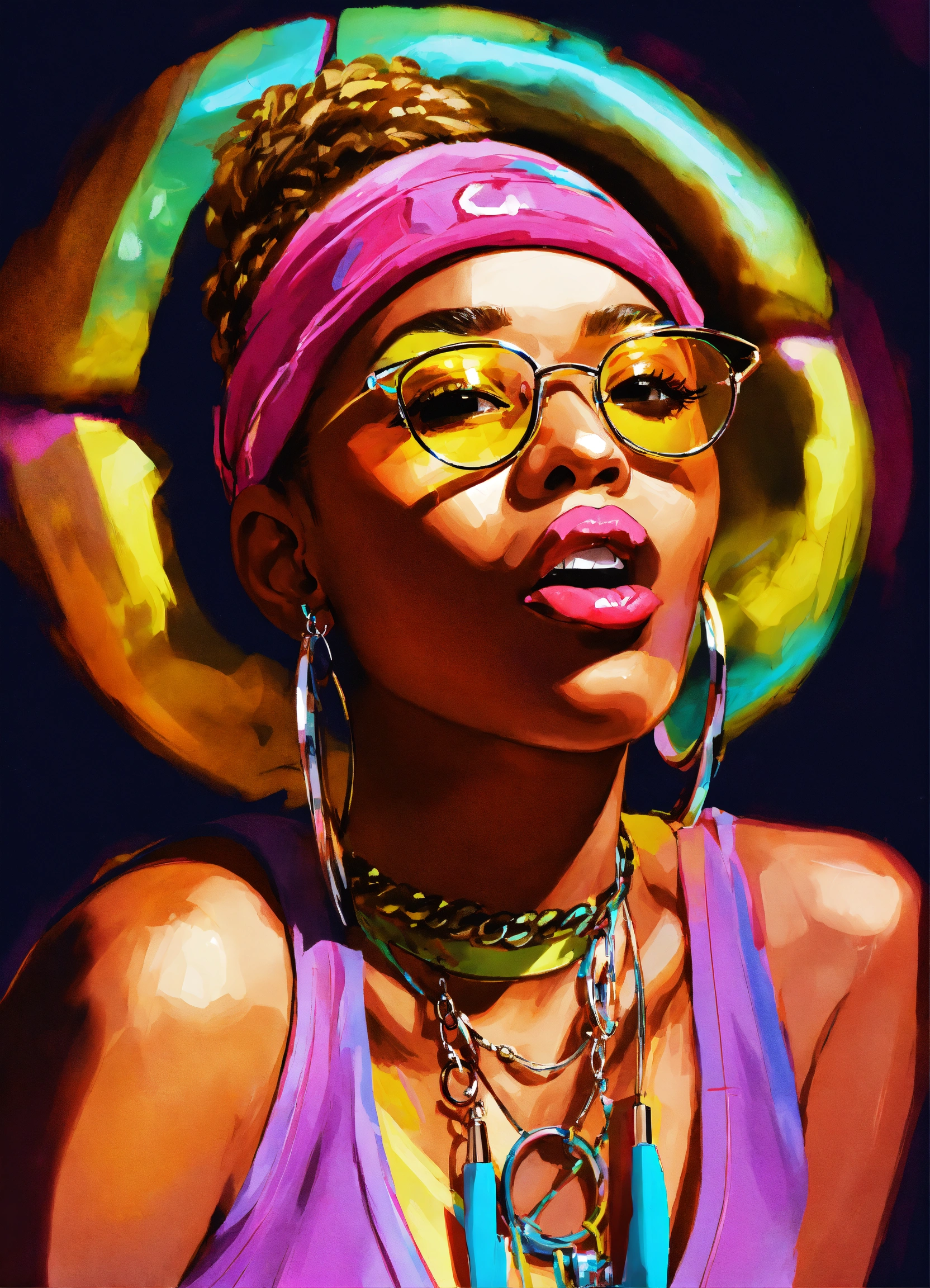 Lexica - Early 2000s female rapper with tounge out. Hoop earings ...