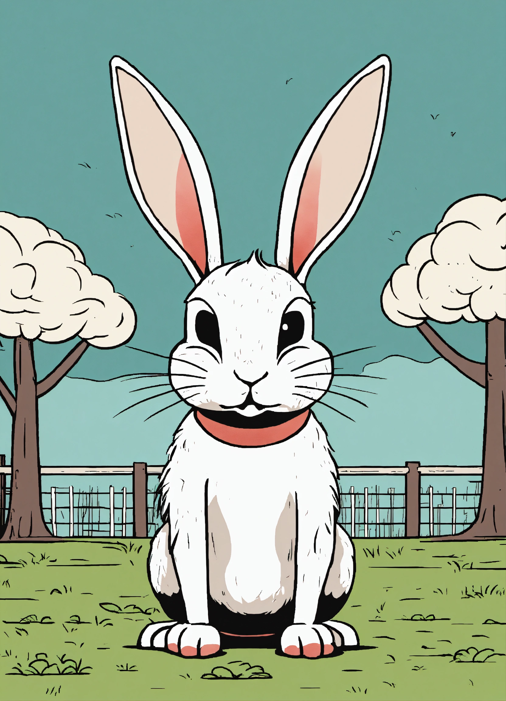 Lexica - A funny comic about an angry rabbit in a simple line style