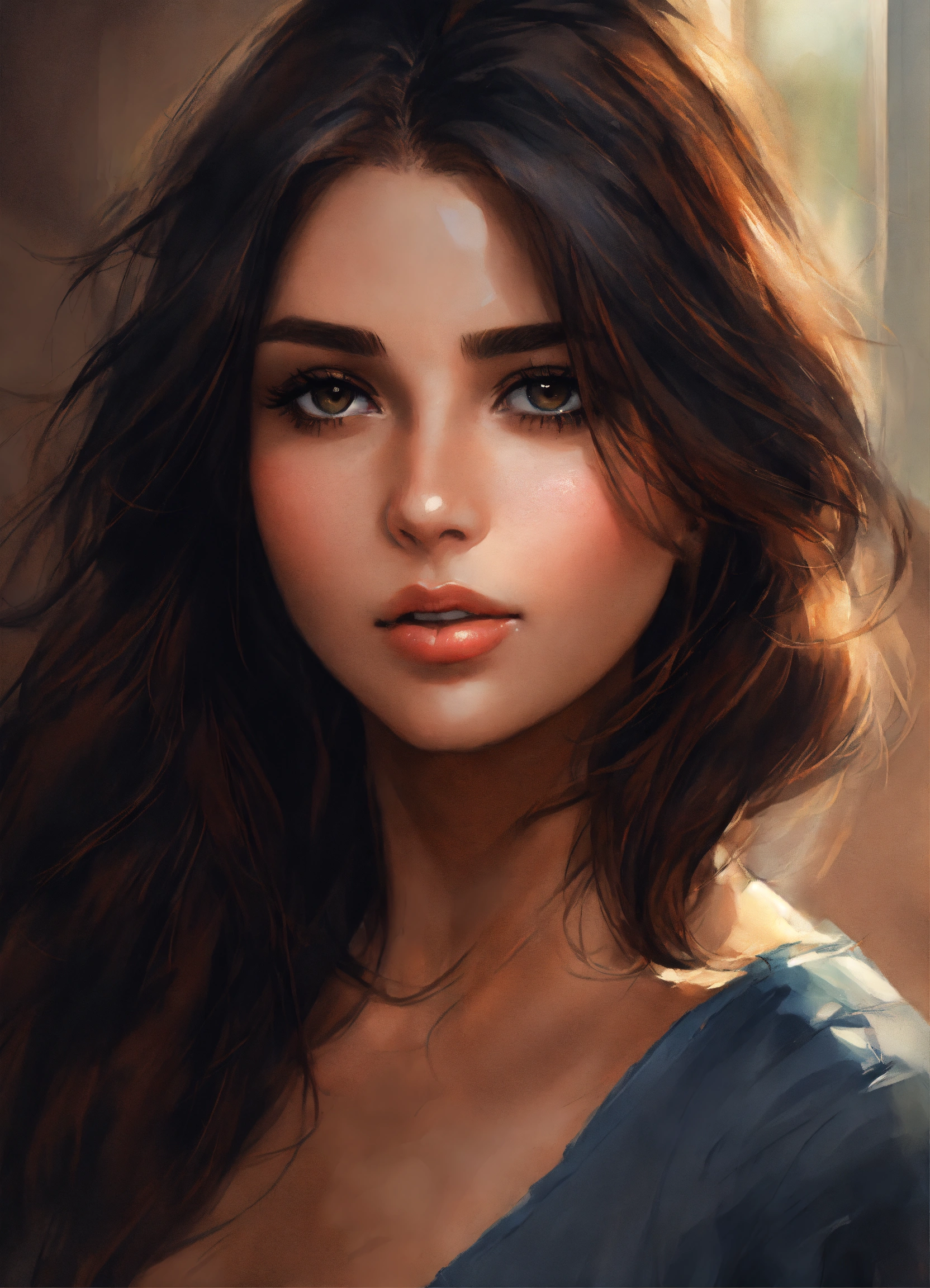 Lexica - Portrait draw beautiful girl dark hair