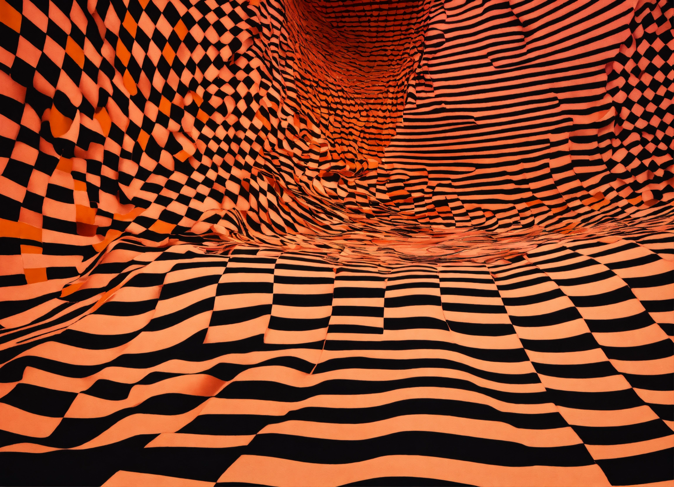Lexica - Pink and orange large checkerboard pattern graphic, wavy ...