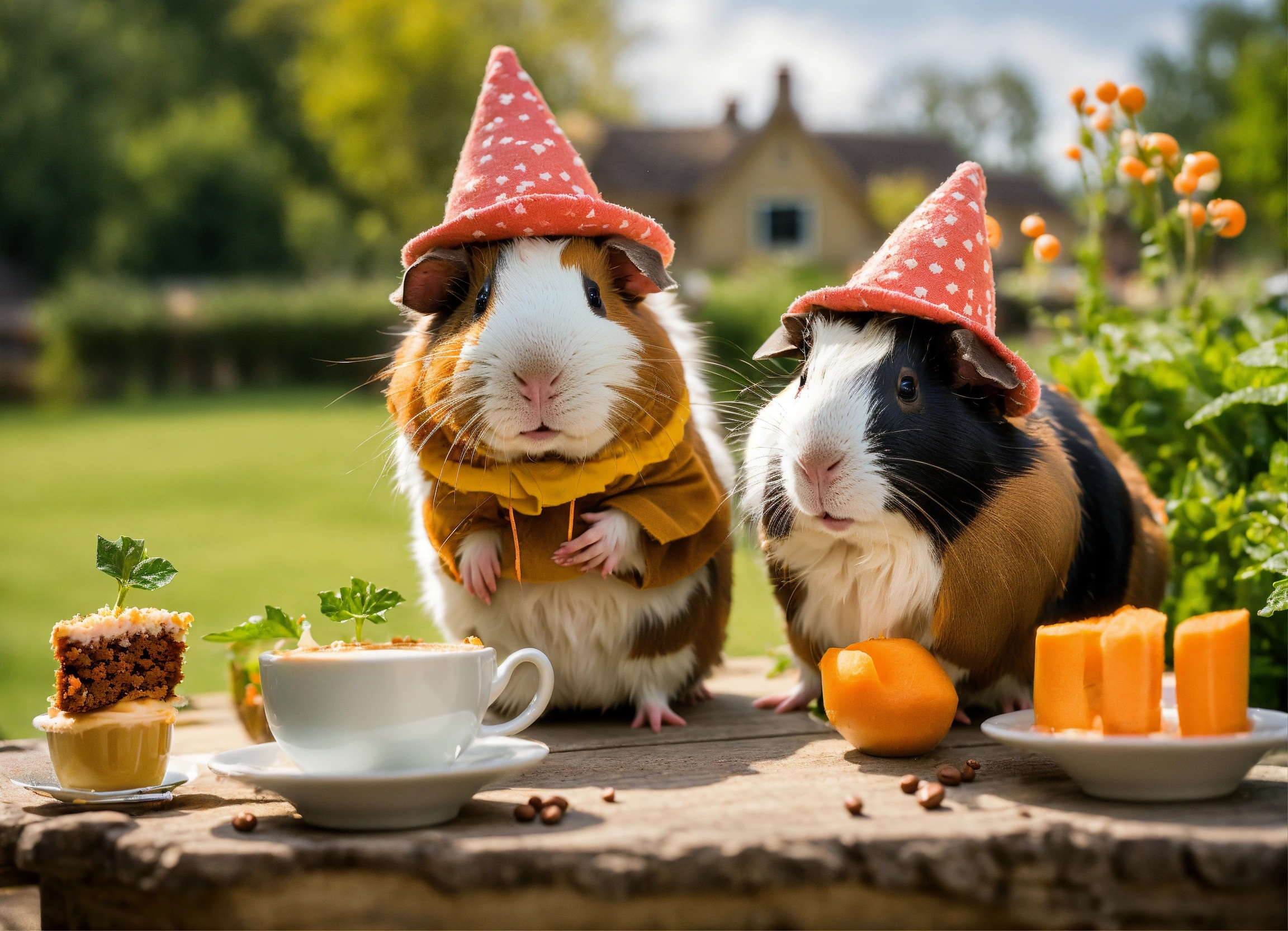 Lexica - Few sweet fluffy baby Guinea pigs in fancy dresses and hats ...