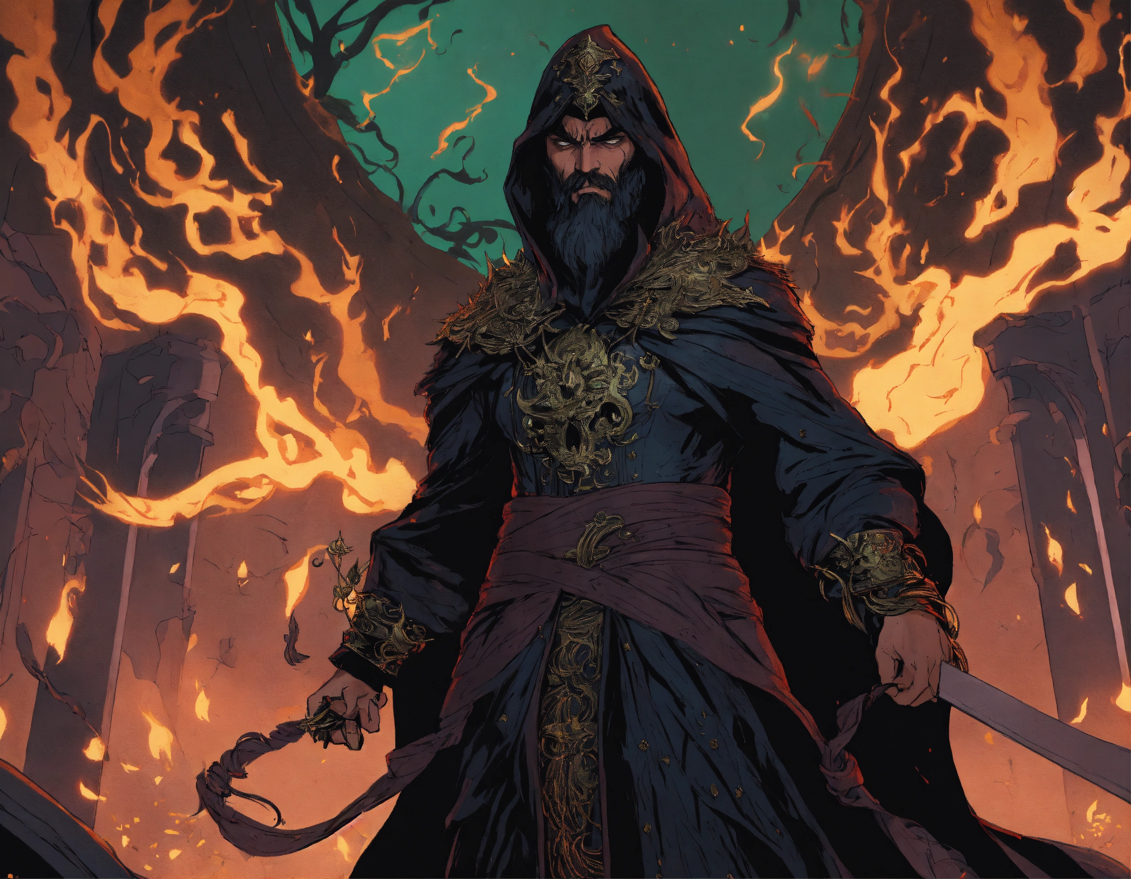 Lexica - A persian necromancer, enraged, shrouded in dark magic ...