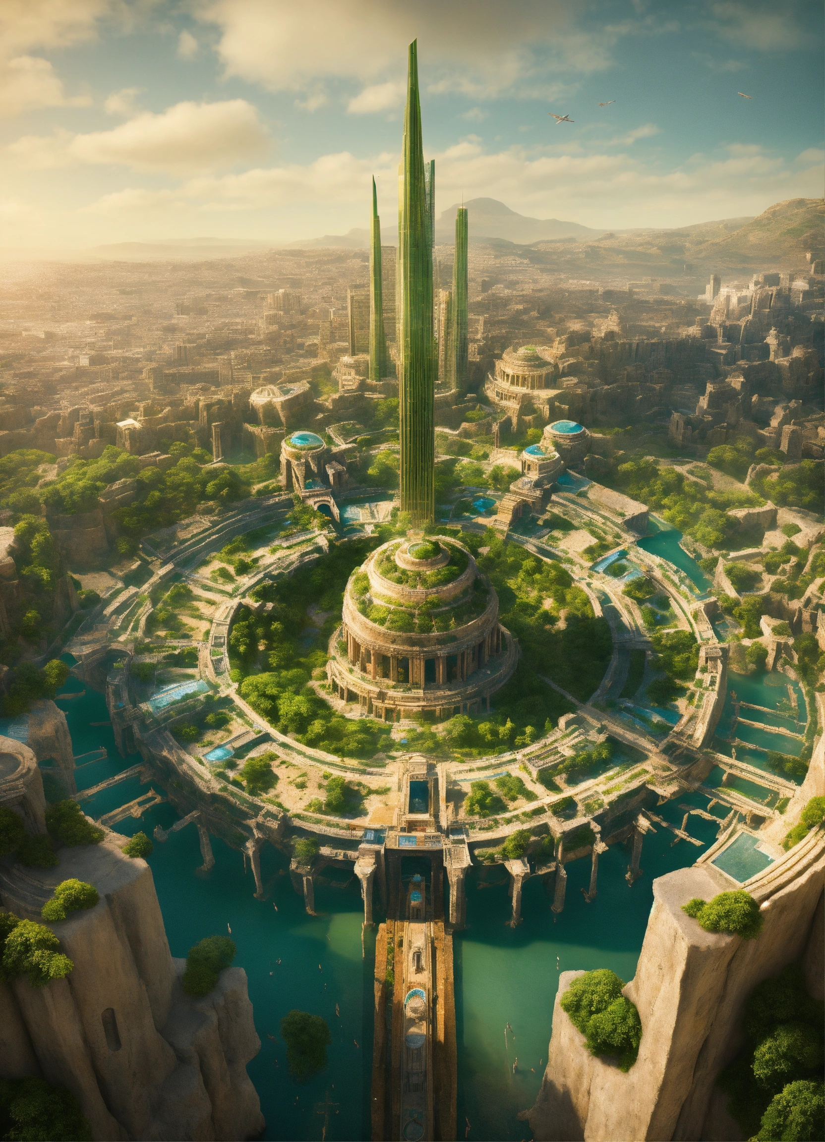 Lexica - A futuristic city that stands out on a stone pedestal from the ...