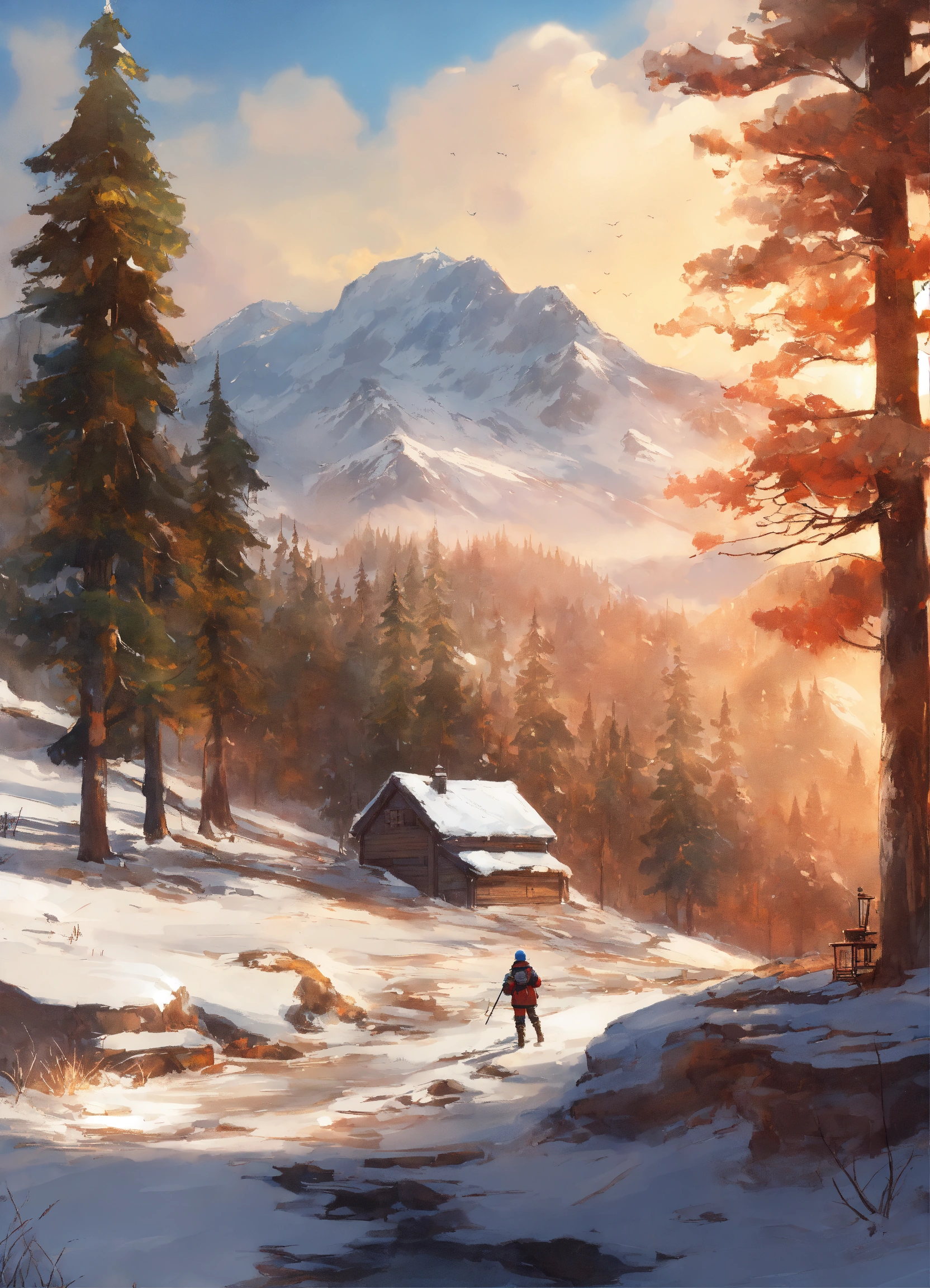 Lexica - High in the mountains winter crisp day concept art