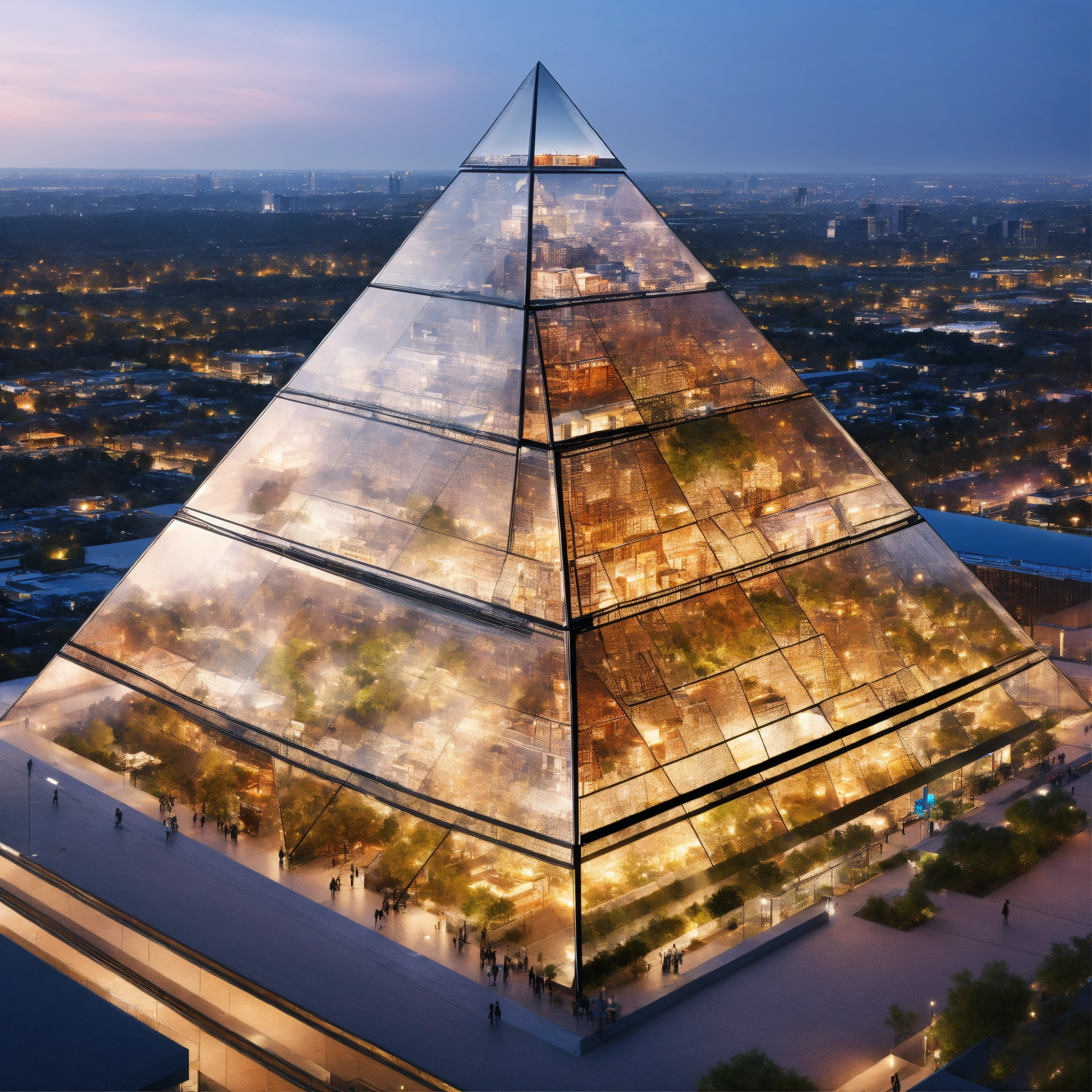 Lexica - A complex pyramid of glass, filled with hitech cities