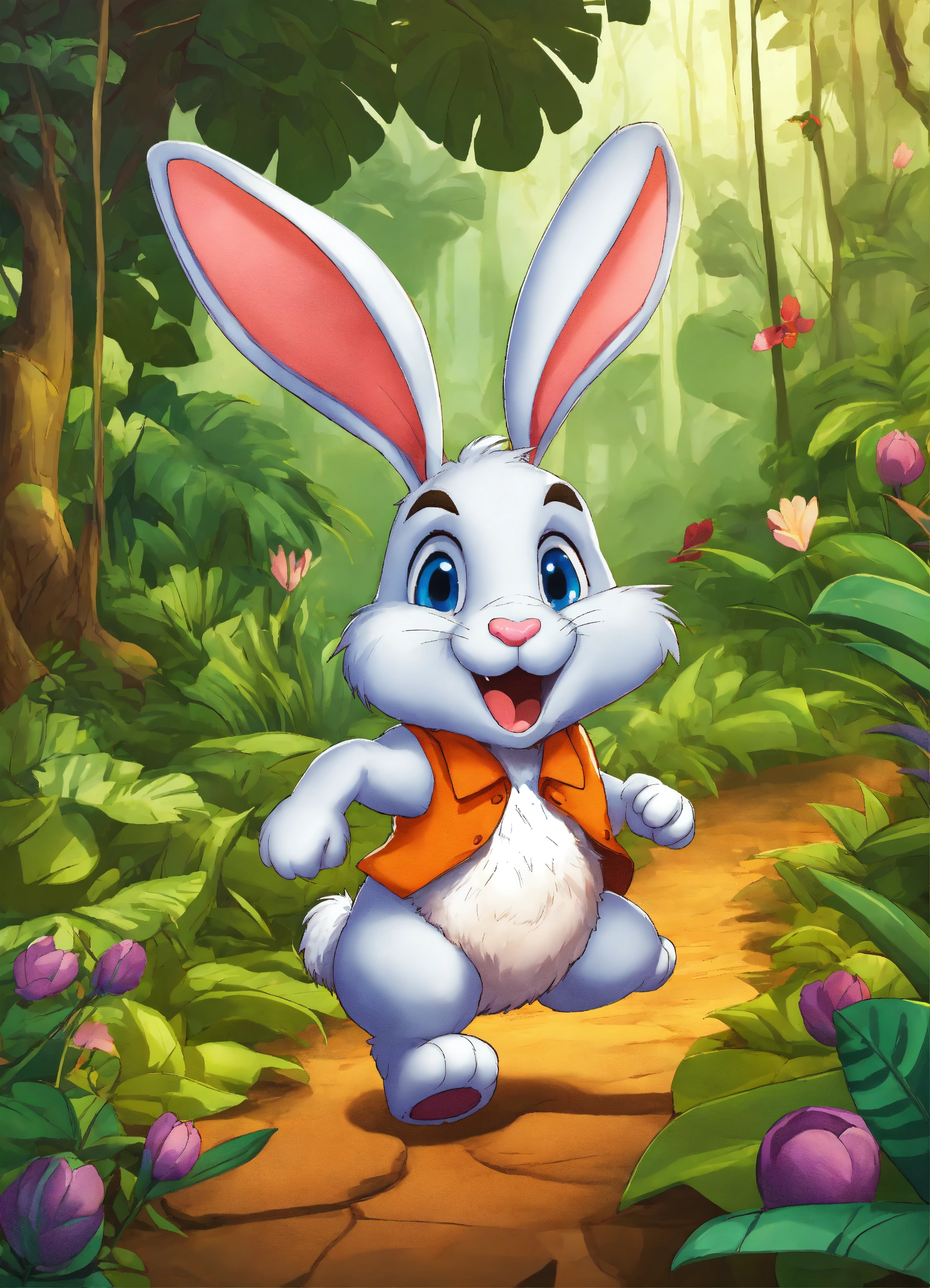 Lexica - Let cartoon big rabbit running in jungle