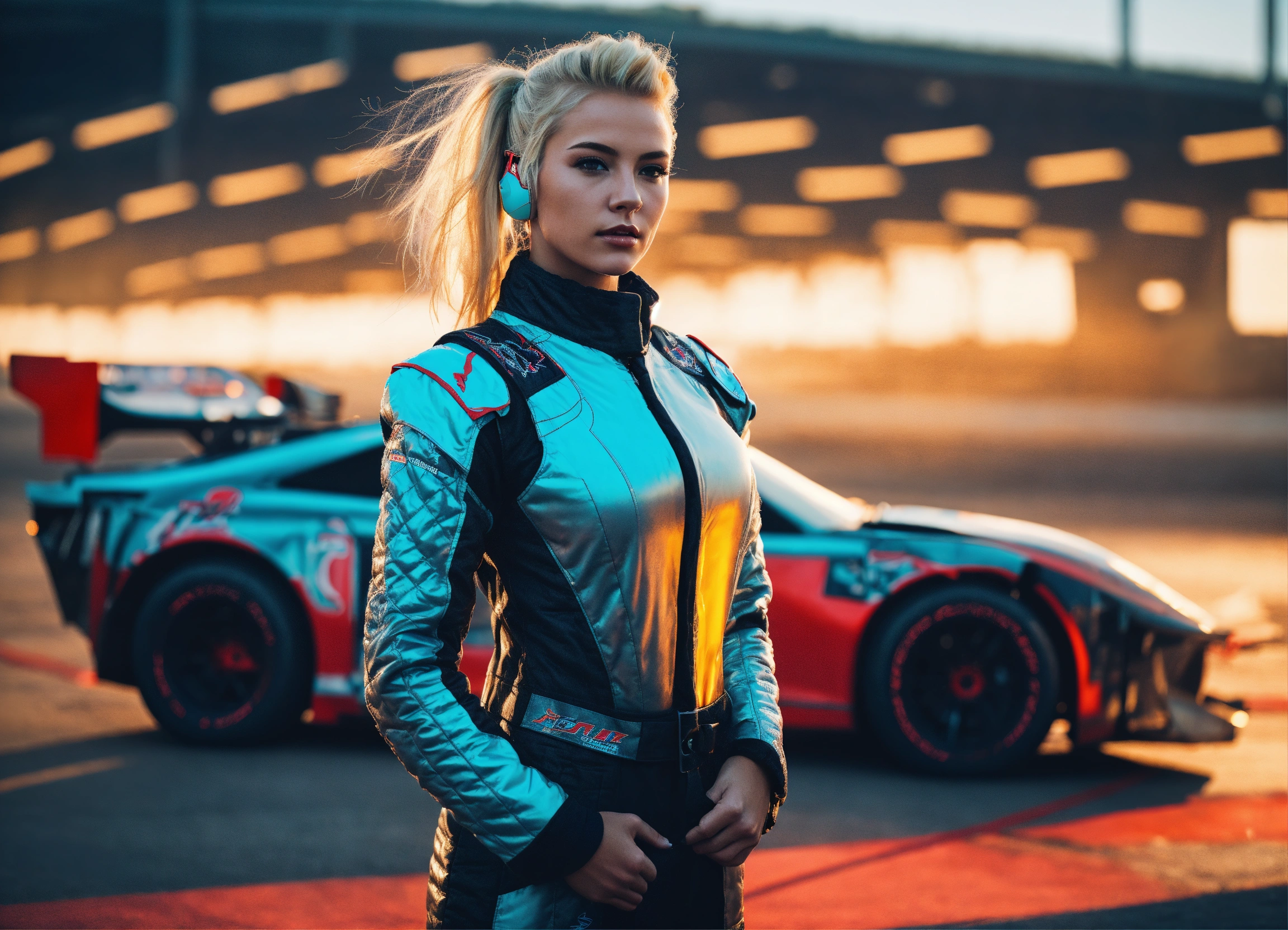 Lexica - Picture of Cyberpunk Dream girl with blond hair, standing next ...