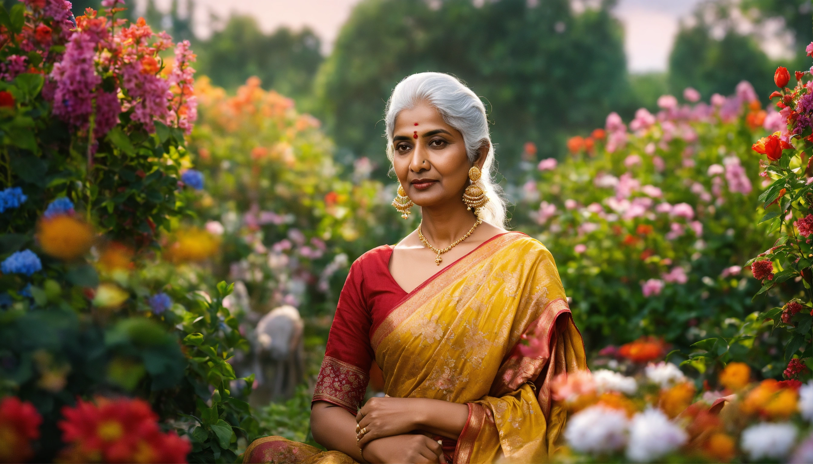 Lexica - 8k image of a very nice white-haired Indian lady named Ravi ...