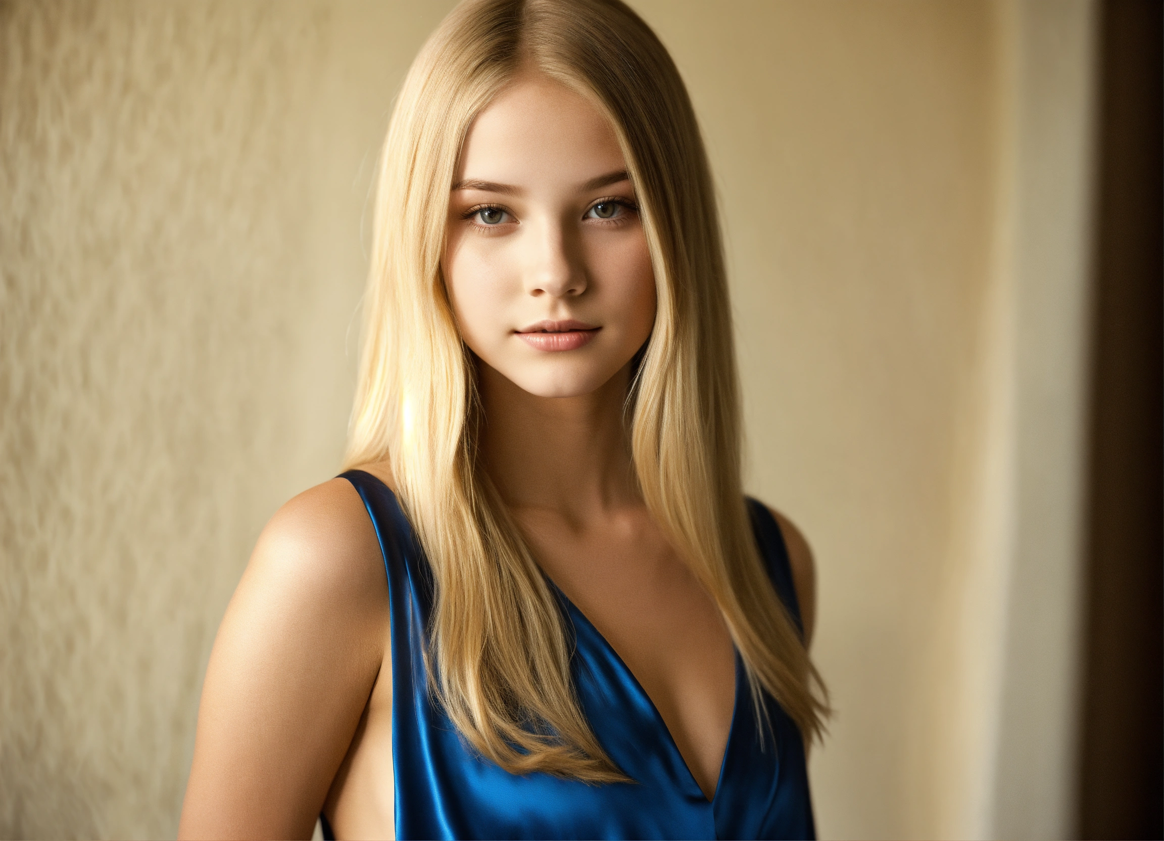 Lexica - Very pretty tween blonde girl, straight hair, centre parting ...