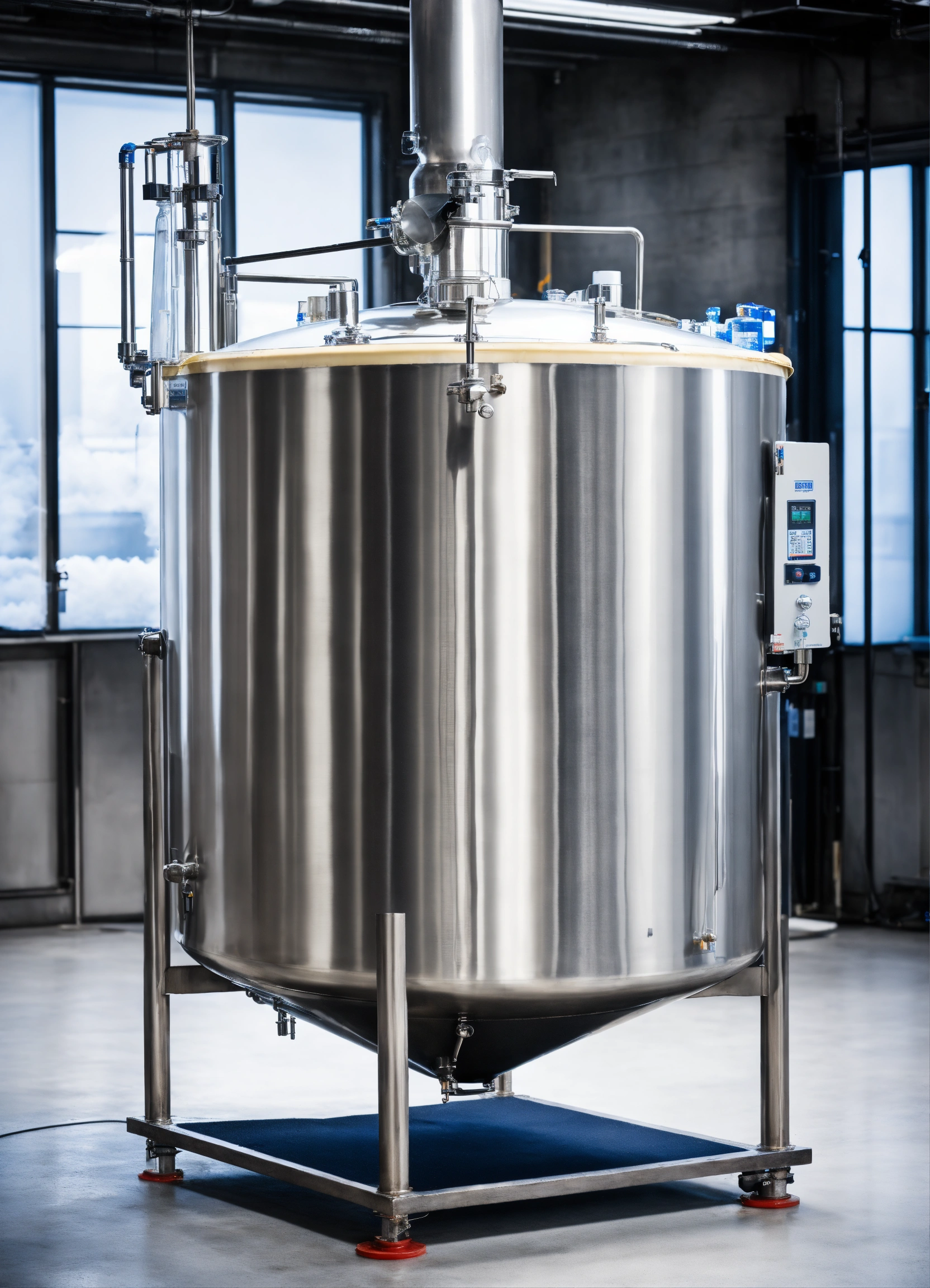 Lexica - Stainless steel tank with open lid filled with liquid nitrogen ...