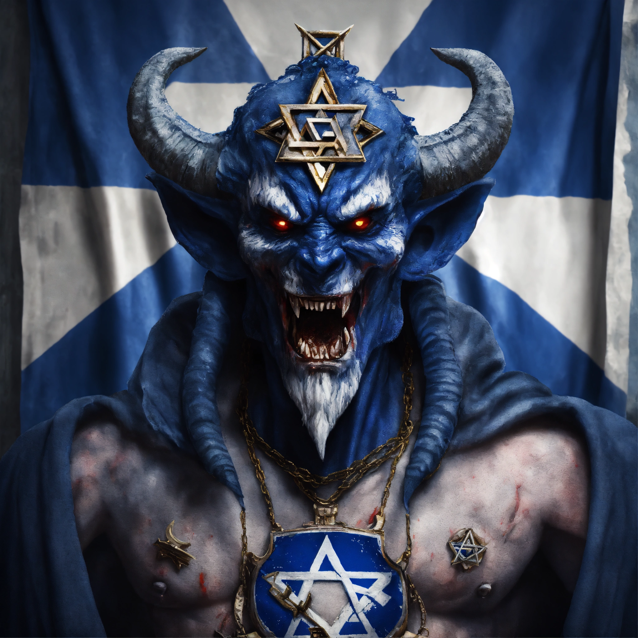Lexica - Evil demonic Israel demon with an Israeli flag with an ...