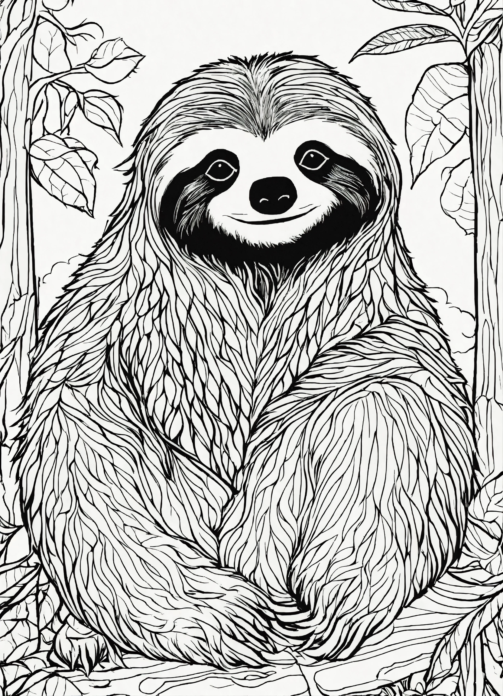 Lexica - Extremely simple image. Mystical Sloth. black and white ...