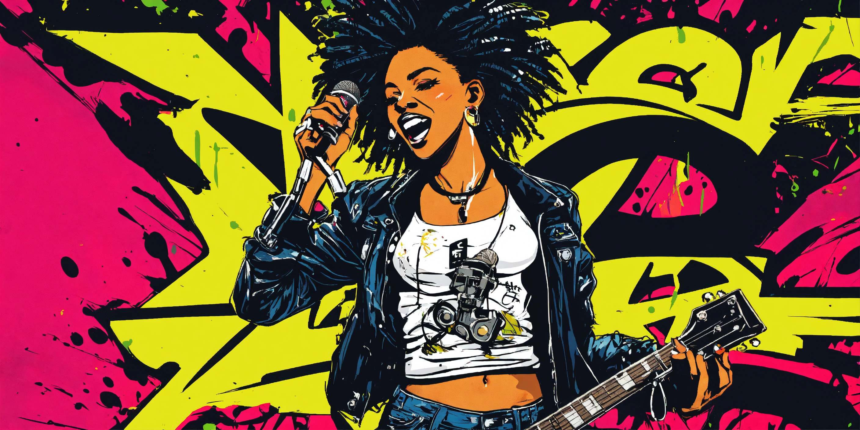 Lexica - Graffiti Punk Rocker Black Woman in punk rock graffiti attire ...