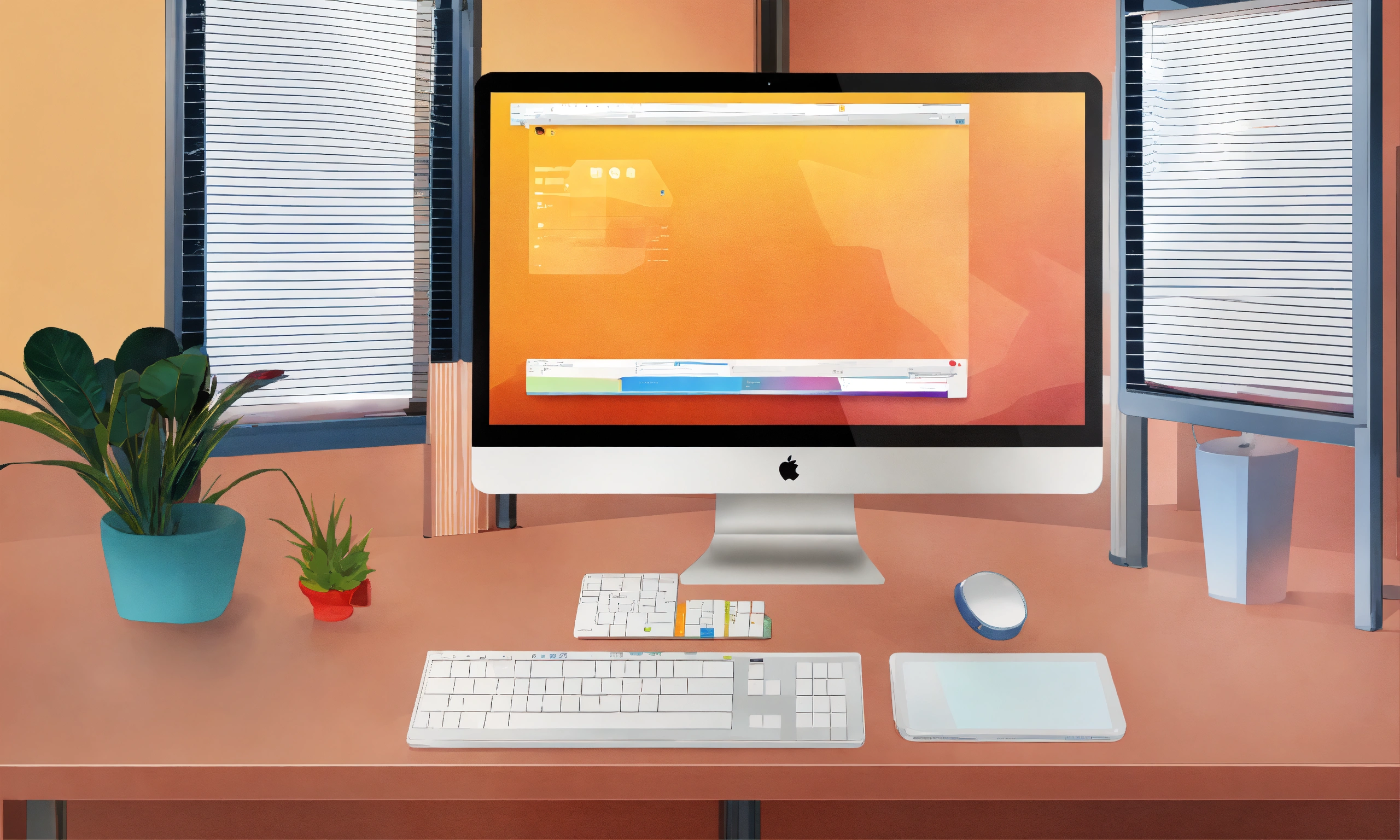 Lexica - Computer screen in office desk illustraion