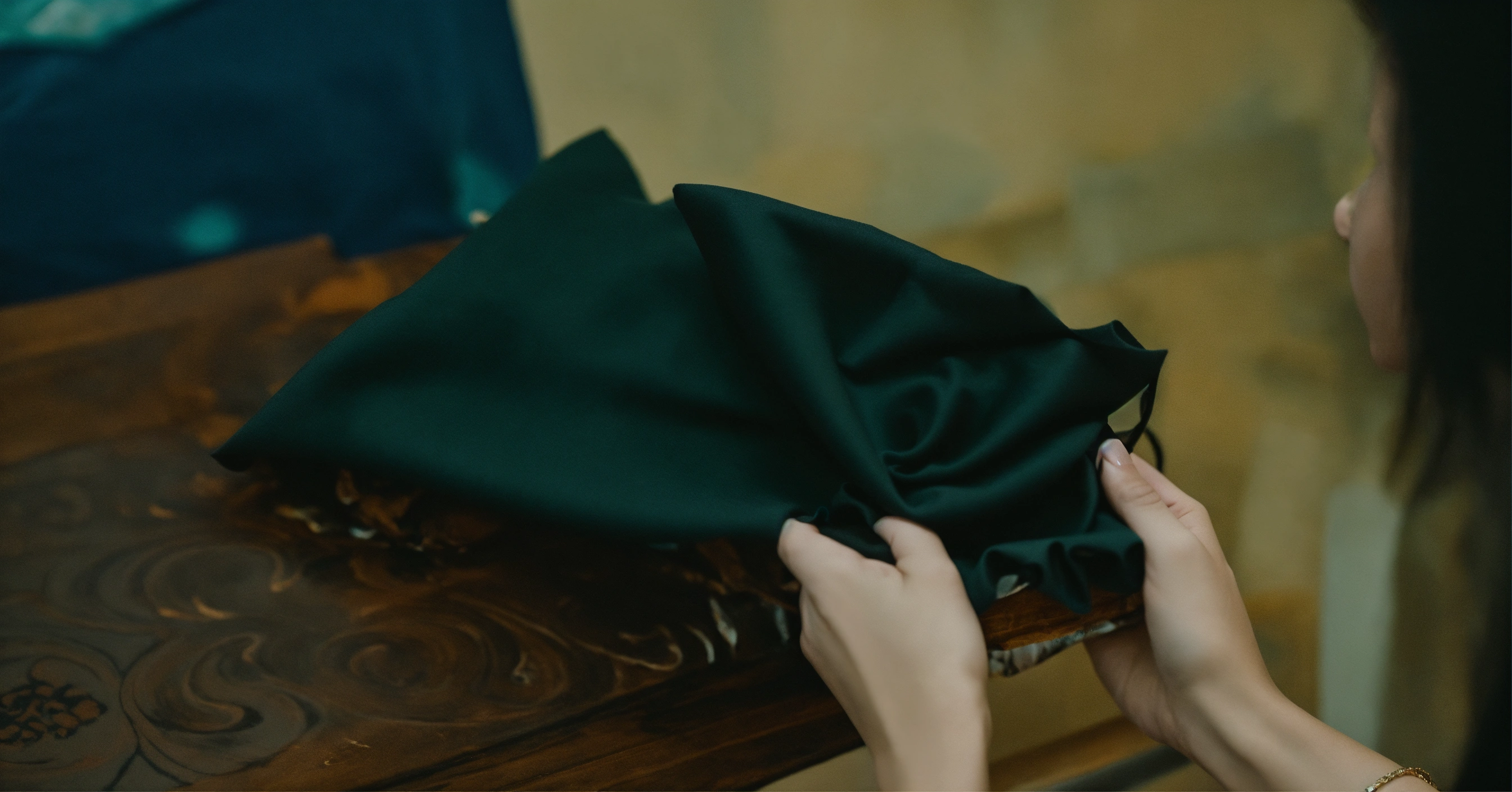 Lexica - A girl take off a black cloth covering an object