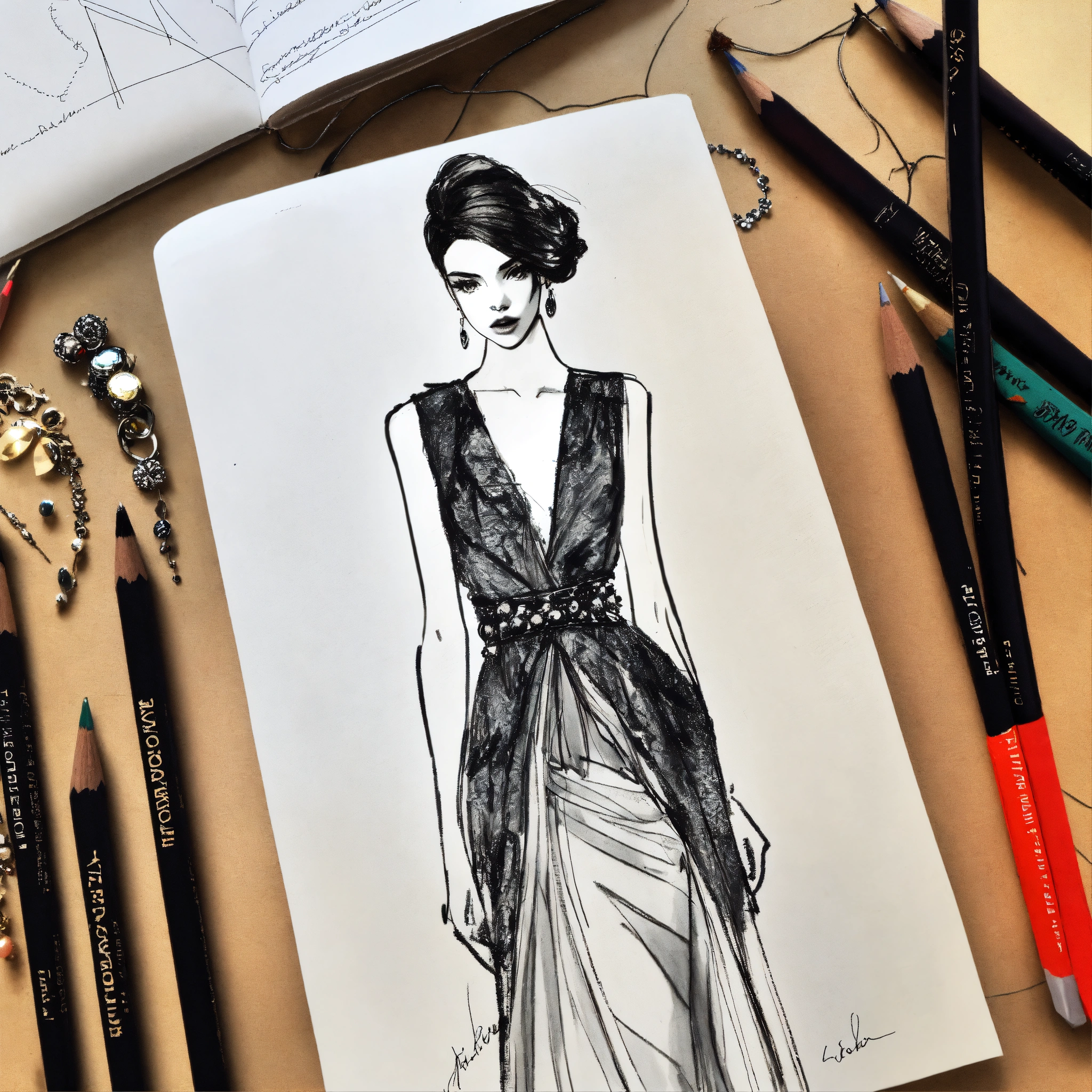 Lexica - Fashion designer, rough sketches, fashion illustration, pencil ...