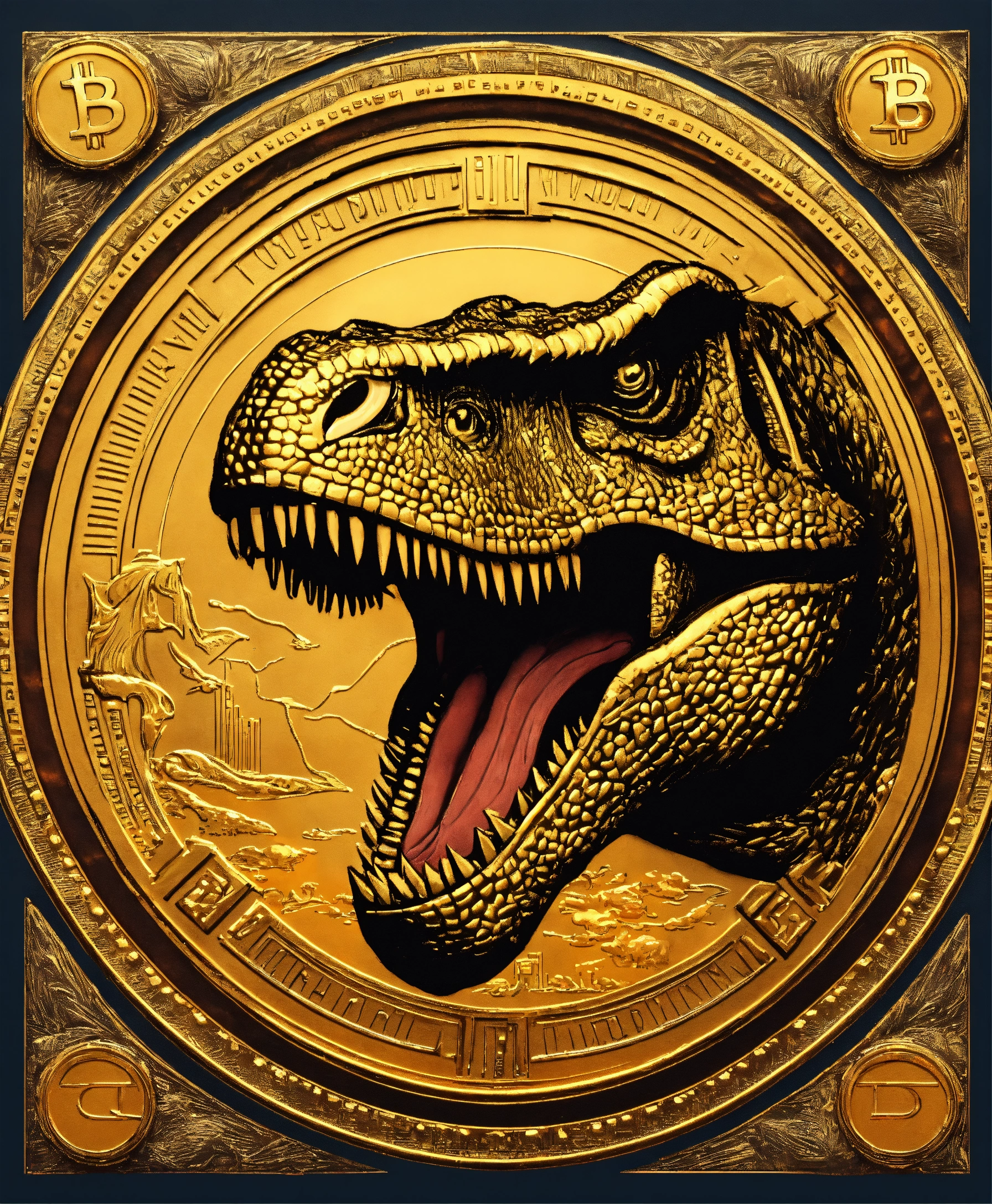 Lexica - A simple, golden image of a Bitcoin in the center of which you ...