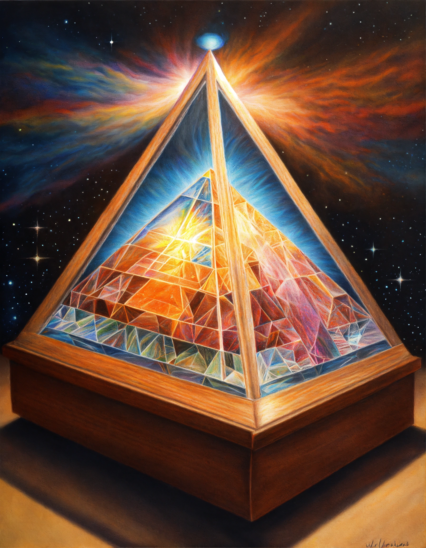 Lexica - Realistic colored pencil drawing of a iluminate crystal ...