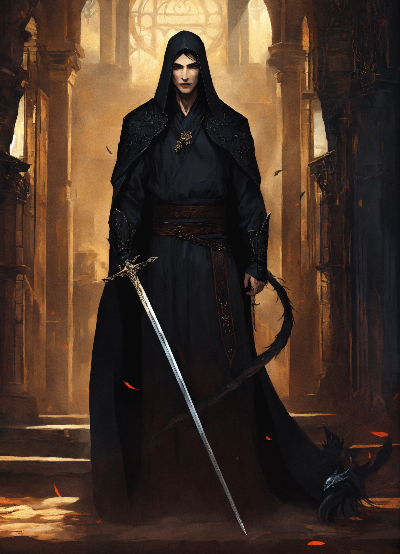 Lexica - A tall, thin man dressed in a long, simple black robe. He has ...