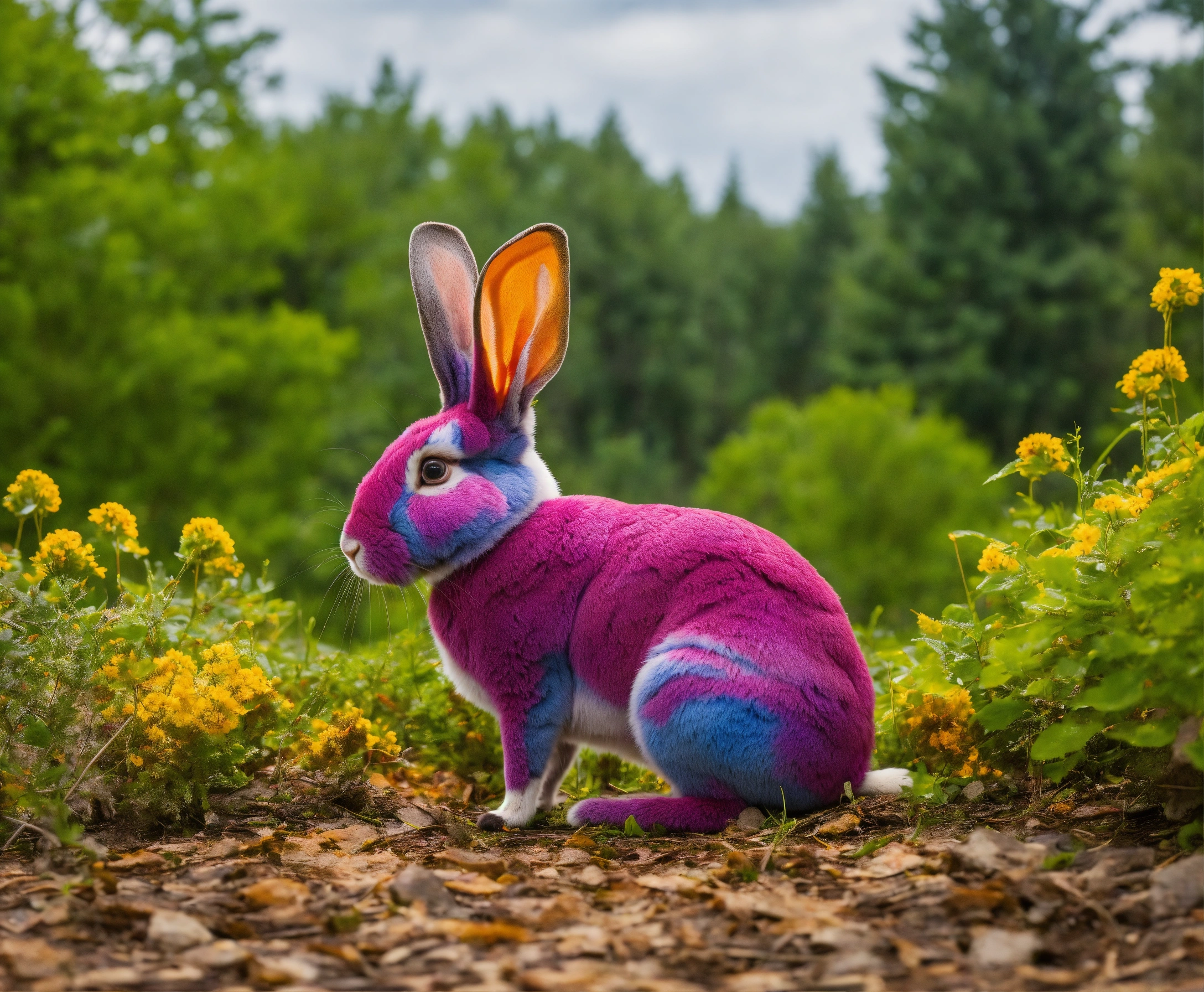 Lexica - Ruby, the unusually colored rabbit, sitting in the center of ...