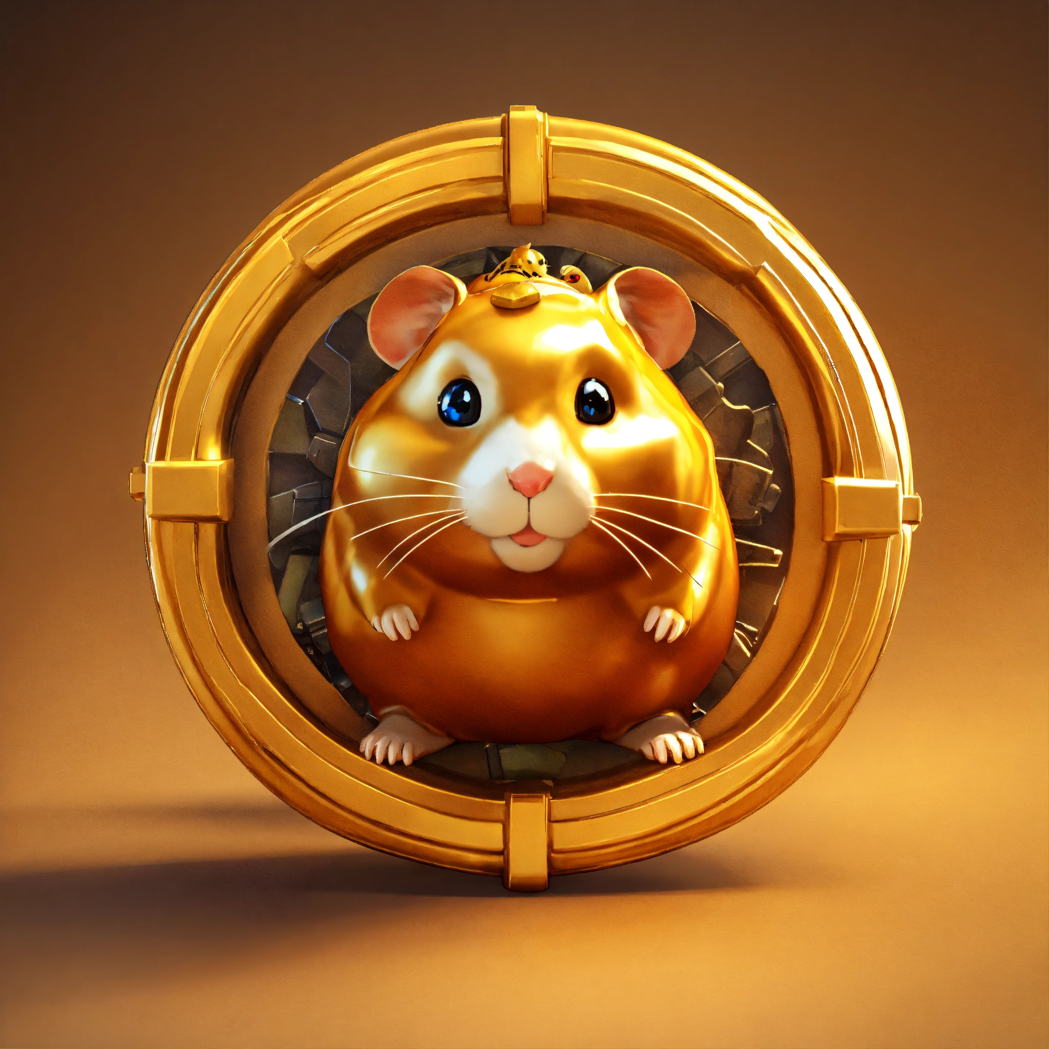 Lexica - Golden hamster logo icon, unreal, 3d engine, 32k