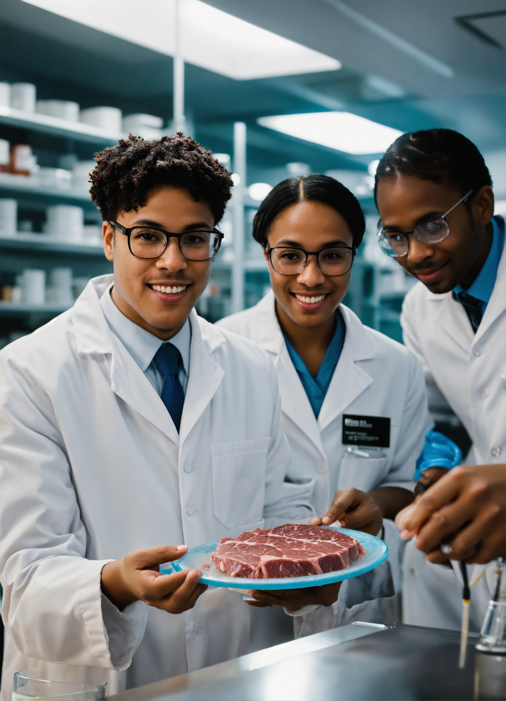 Lexica - A photo of a diverse group of scientists in white lab coats ...