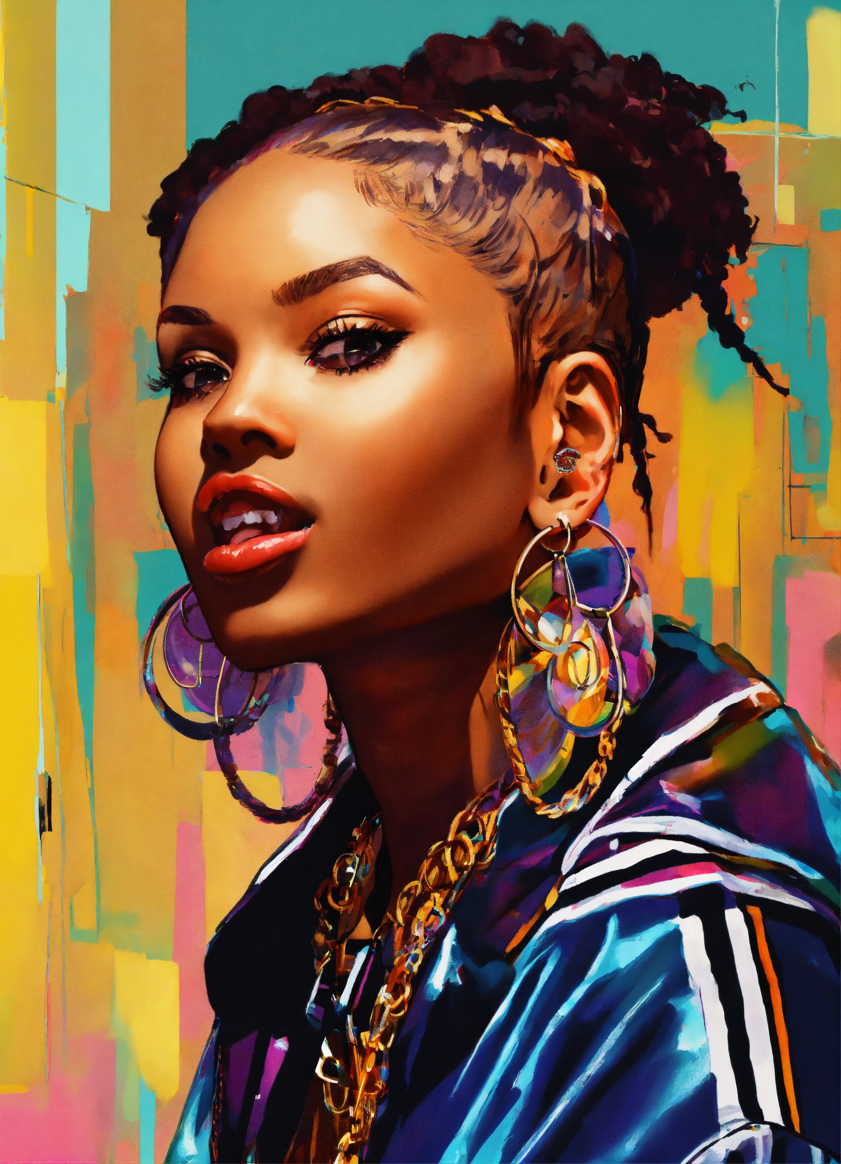 Lexica - Early 2000s female rapper with tounge out. Hoop earings ...